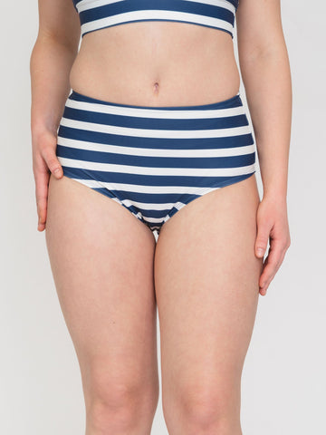 Navy Stripe High-Waist Bottom
