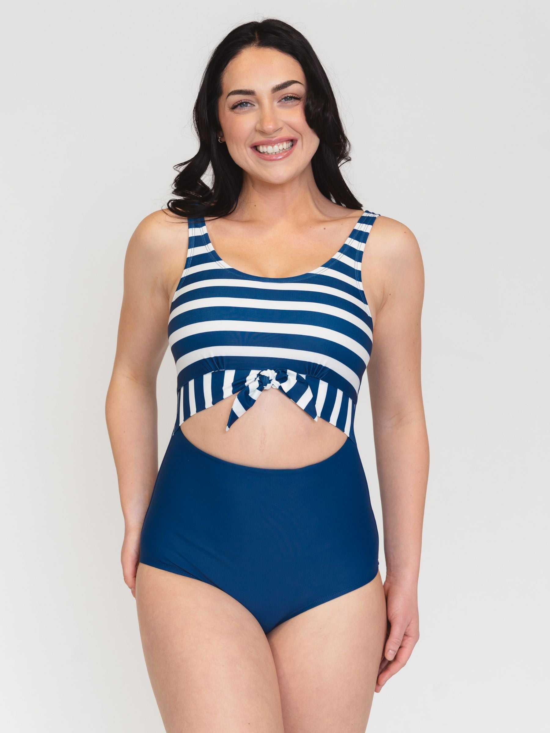 Navy Stripe Knotted One-Piece
