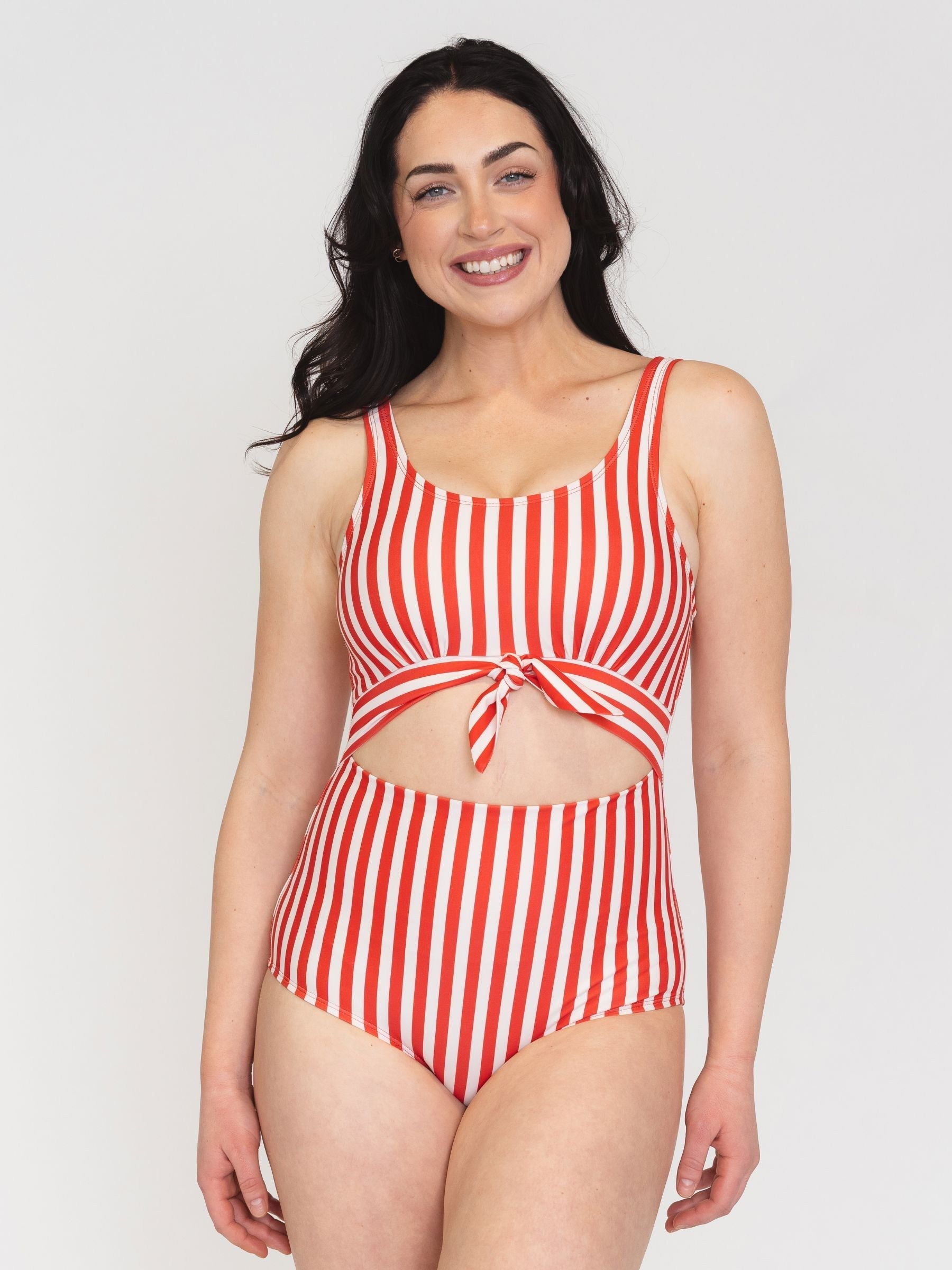 Red Stripe Knotted One-Piece