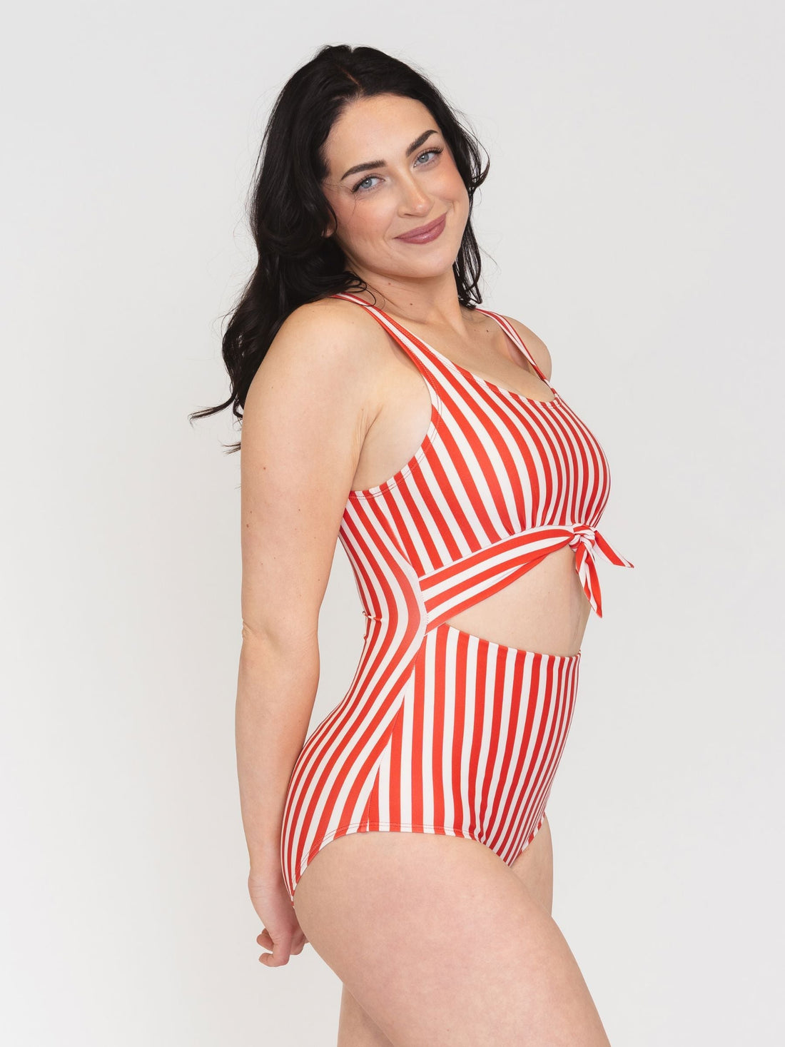 Red Stripe Knotted One-Piece