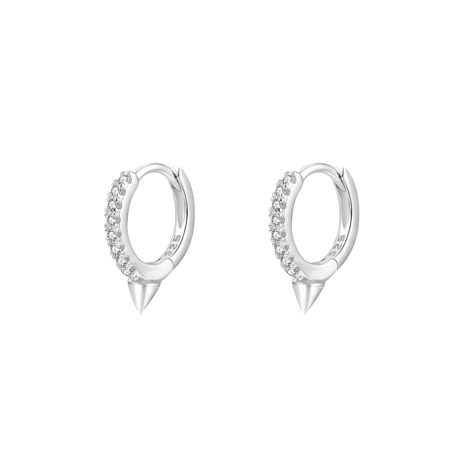 CZ Spike Huggie Earrings