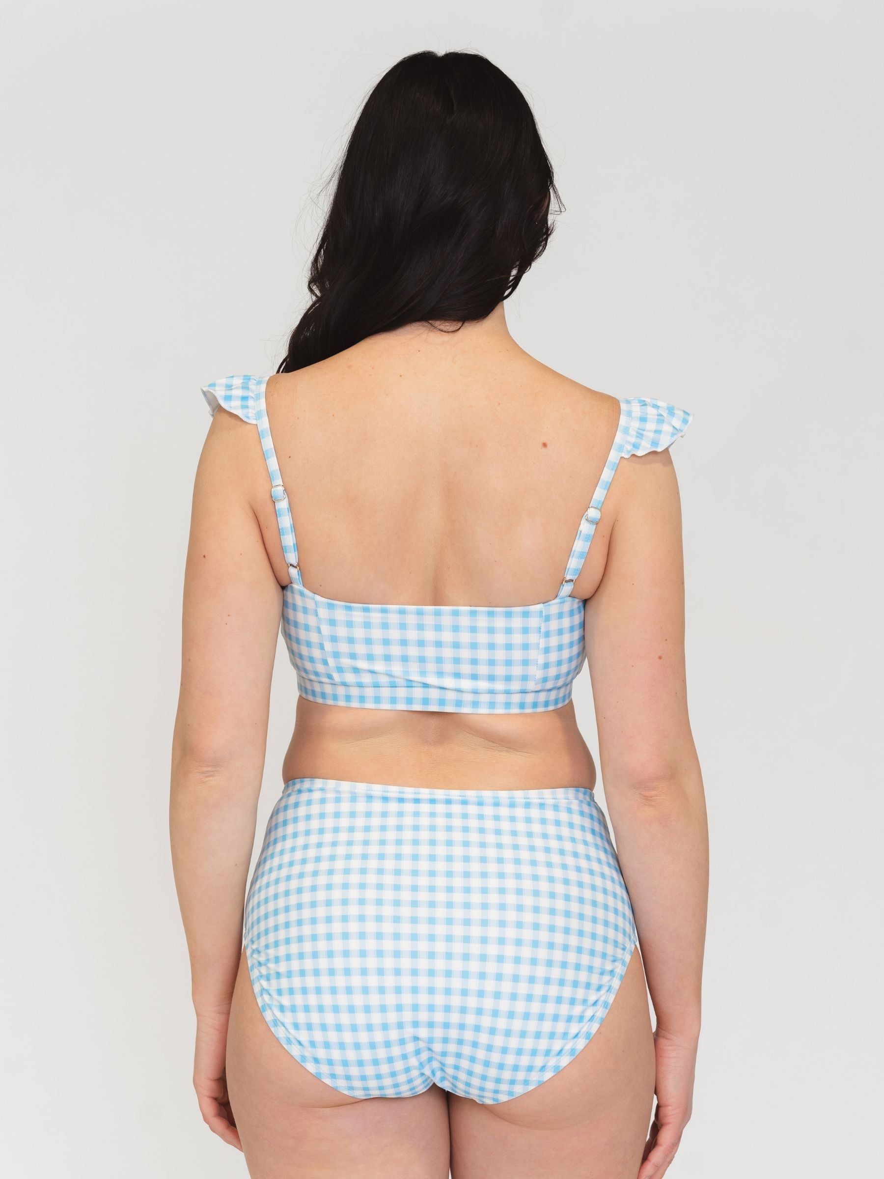 Sky Gingham High-Waist Bottom