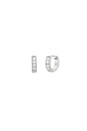 Pave Mini Huggies - 8mm Silver CZ