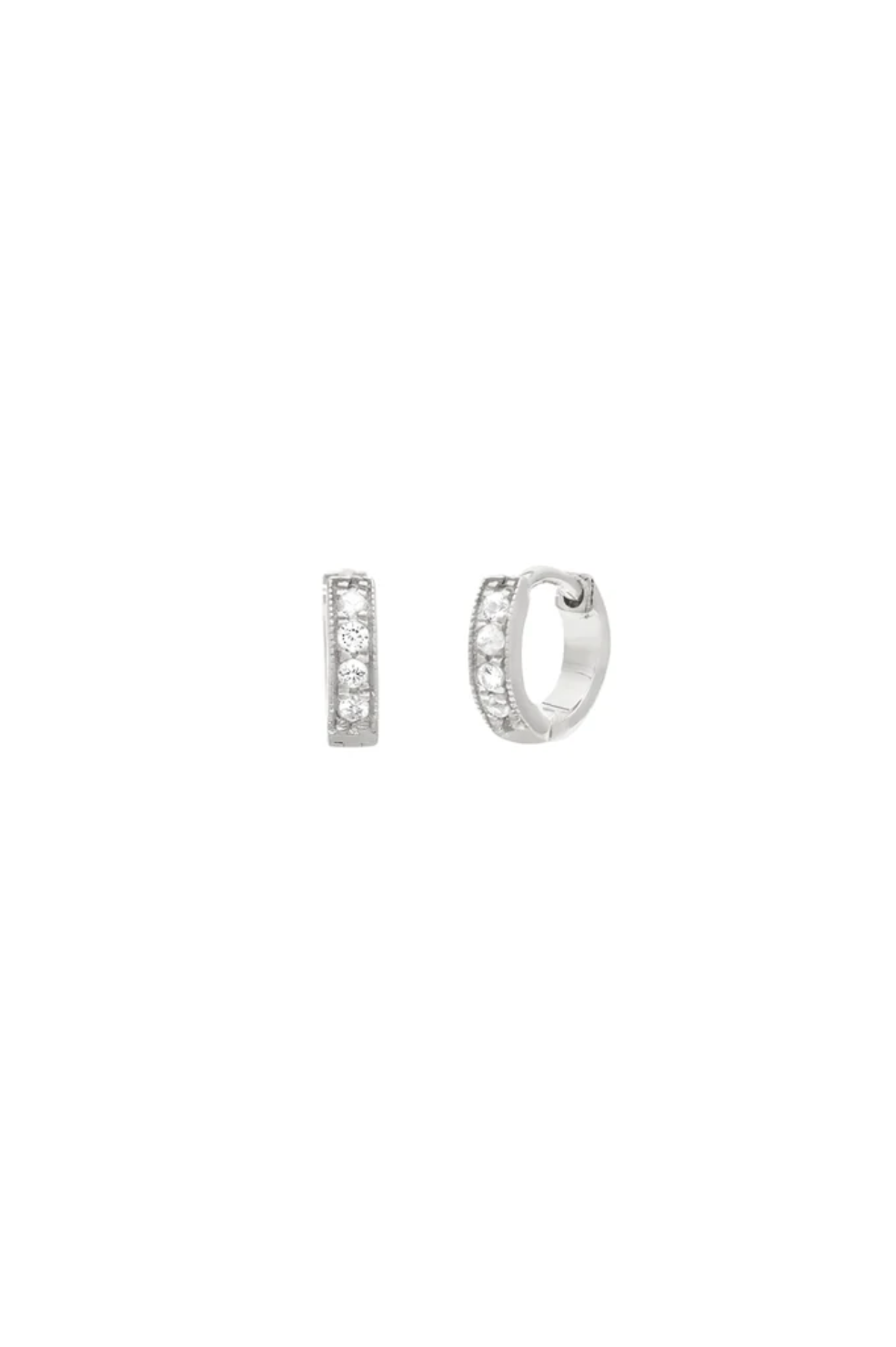 Pave Mini Huggies - 8mm Silver CZ