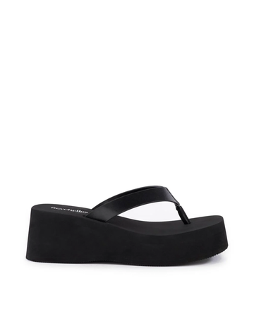 Skyscraper Sandal, Black Leather