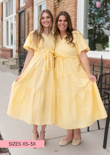 Melanie Yellow Tiered Dress