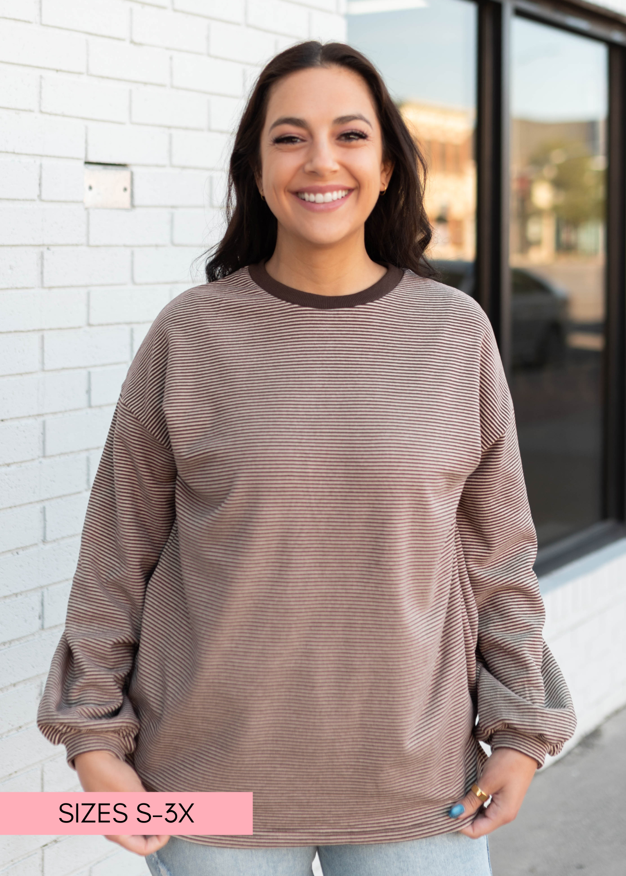 Naomi Brown & Cream Striped Pullover Top