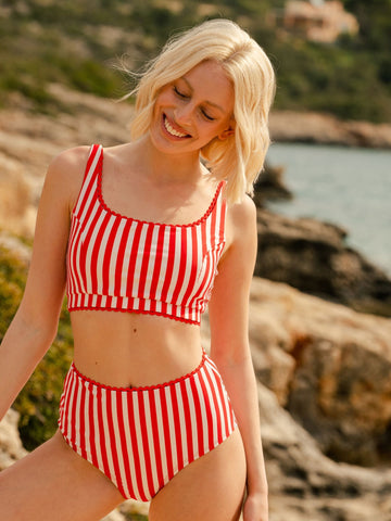 Red Stripe Scoop Bralette