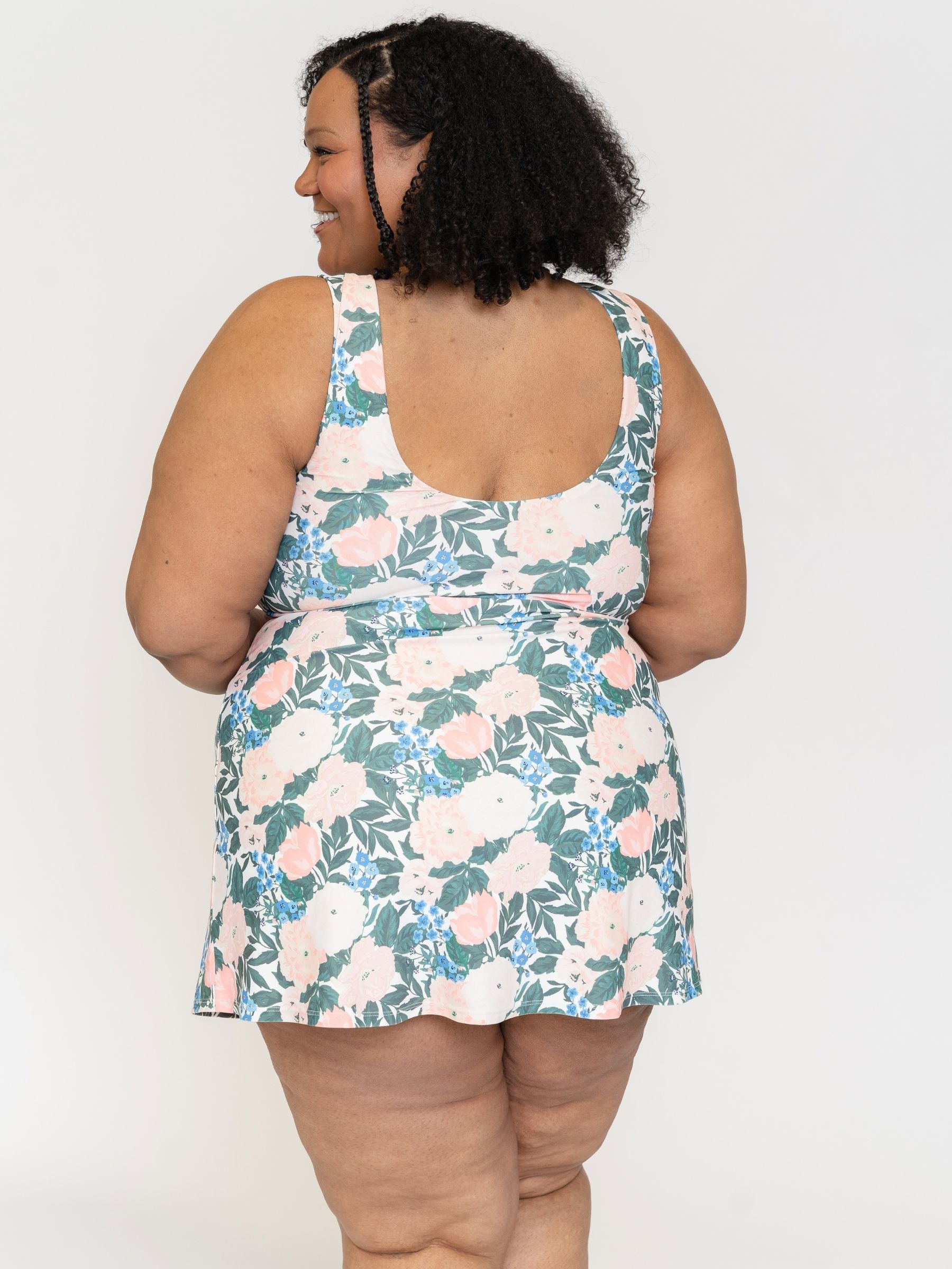 Bouquet Boat-Neck Swim Dress