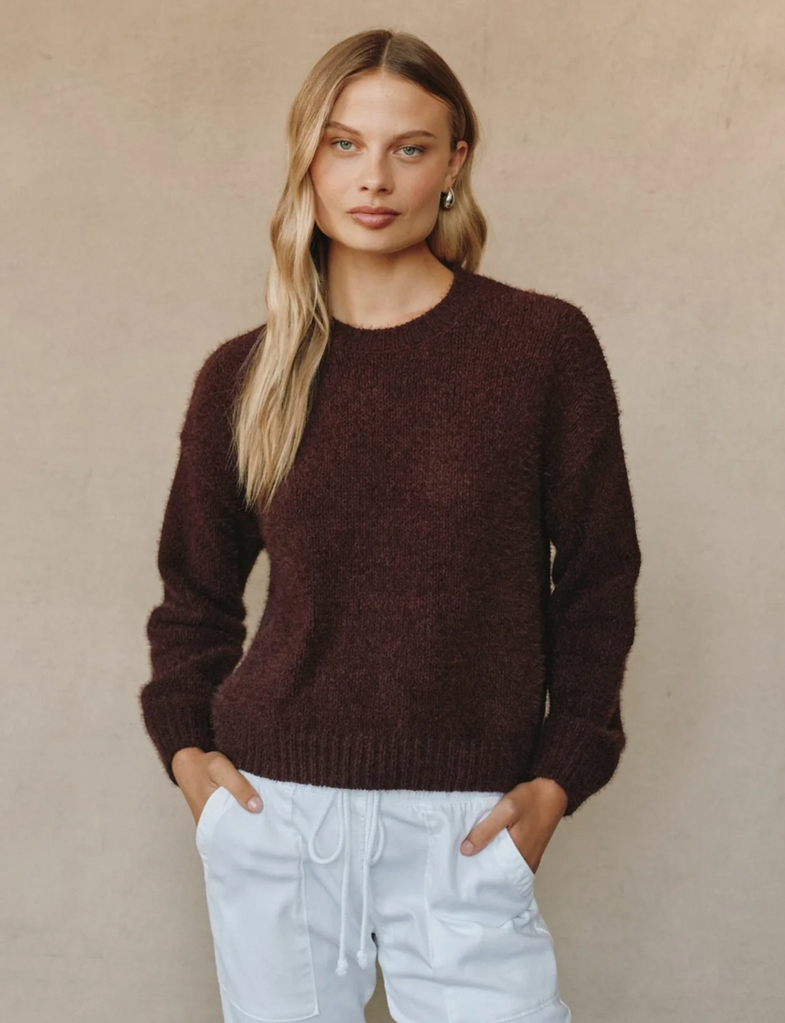 Drop Shoulder Sweater, Pinot Noir