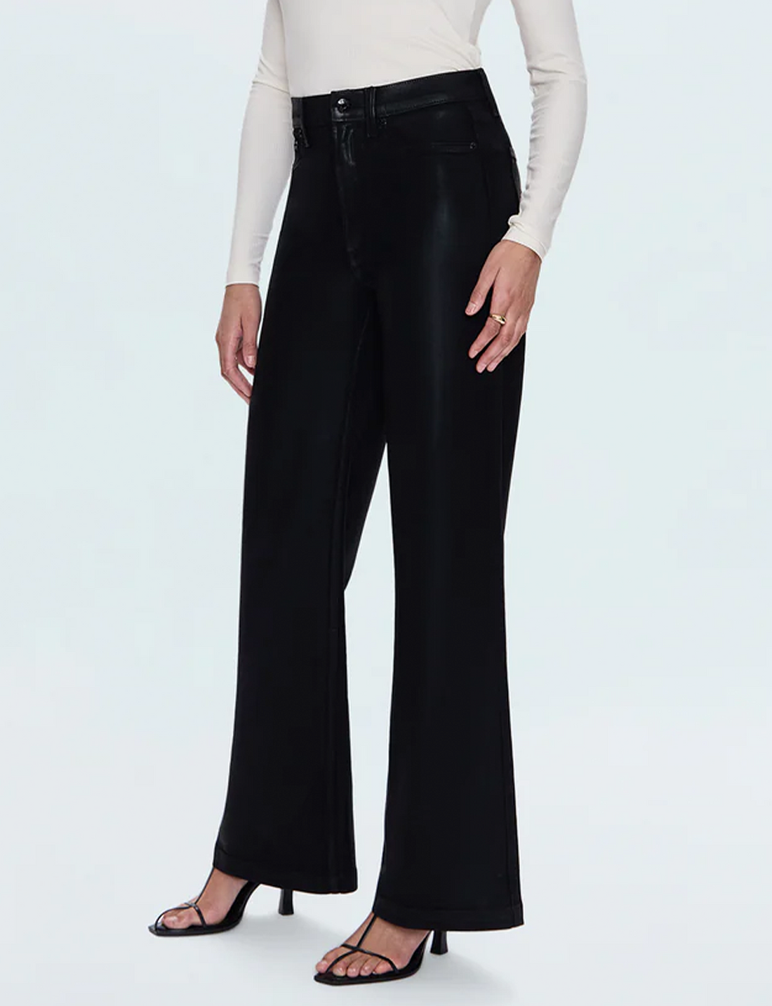 Lana High Rise Ultra Wide Leg, Coated Noir
