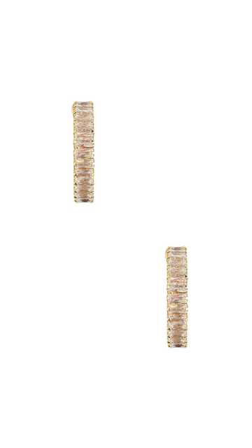 Medium Baguette Hoops - Gold