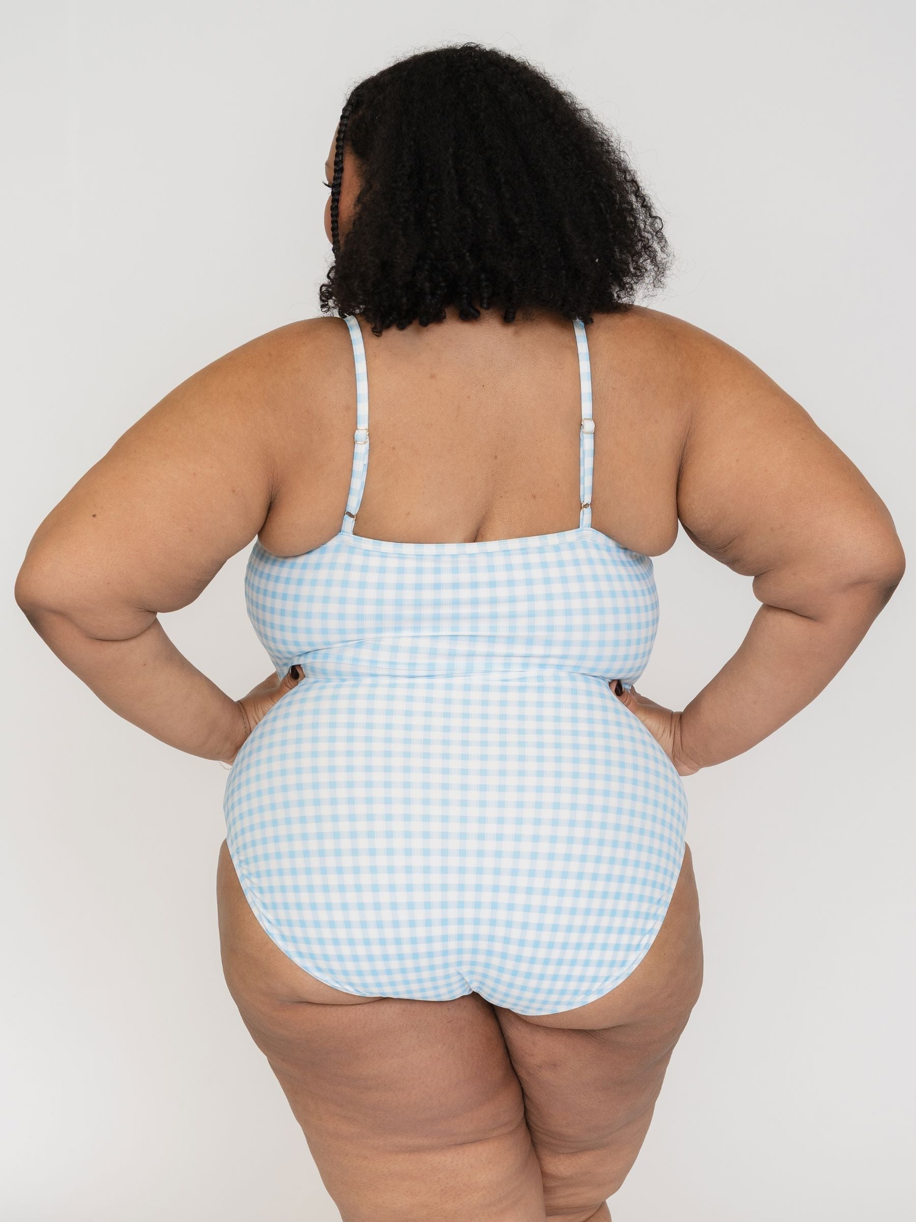 Sky Gingham Tank One-Piece