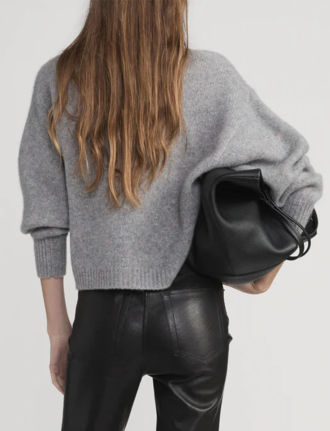 Cashmere Fleck Cardi, Silver