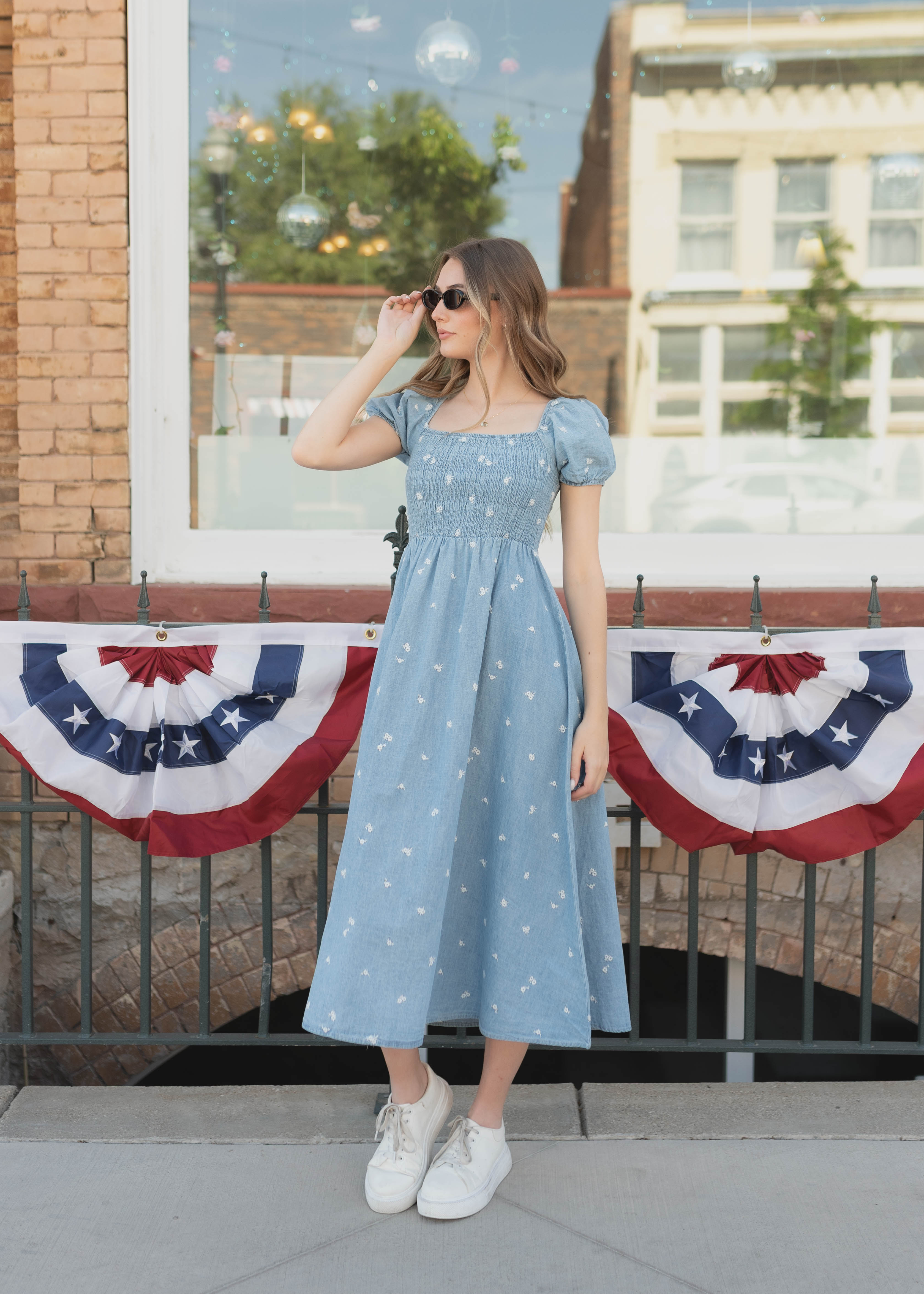 Abbie Chambray Floral Dress
