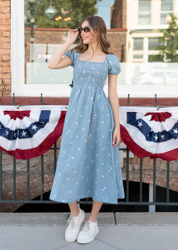 Abbie Chambray Floral Dress
