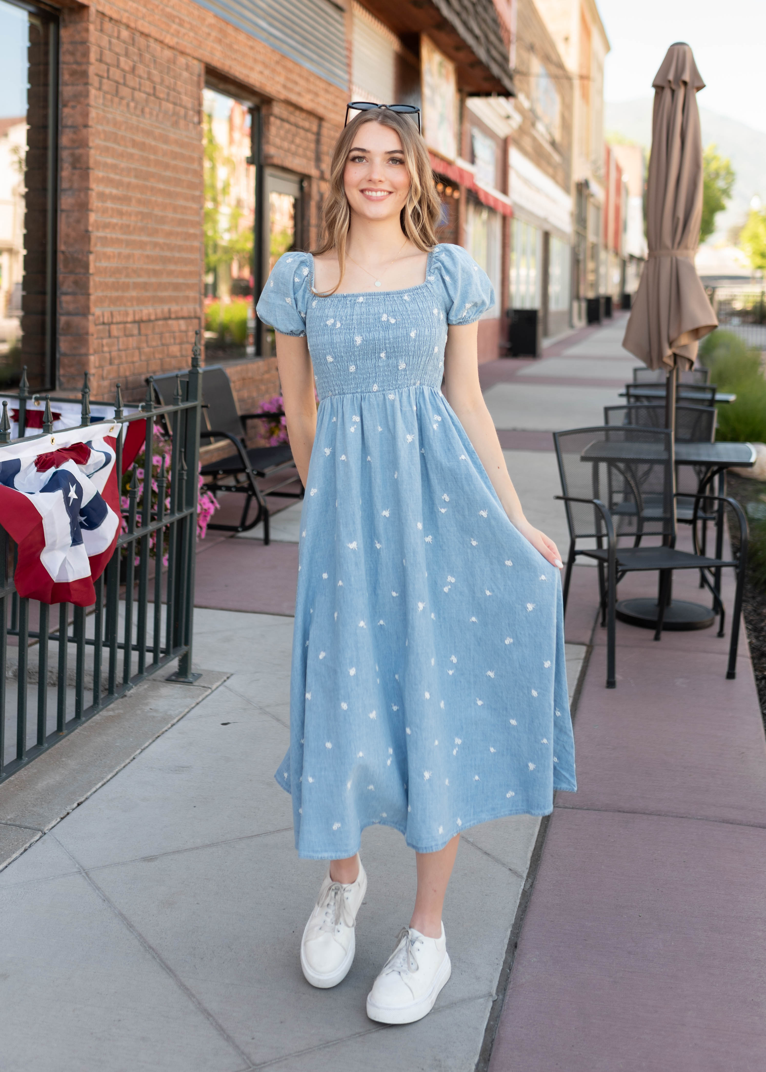 Abbie Chambray Floral Dress