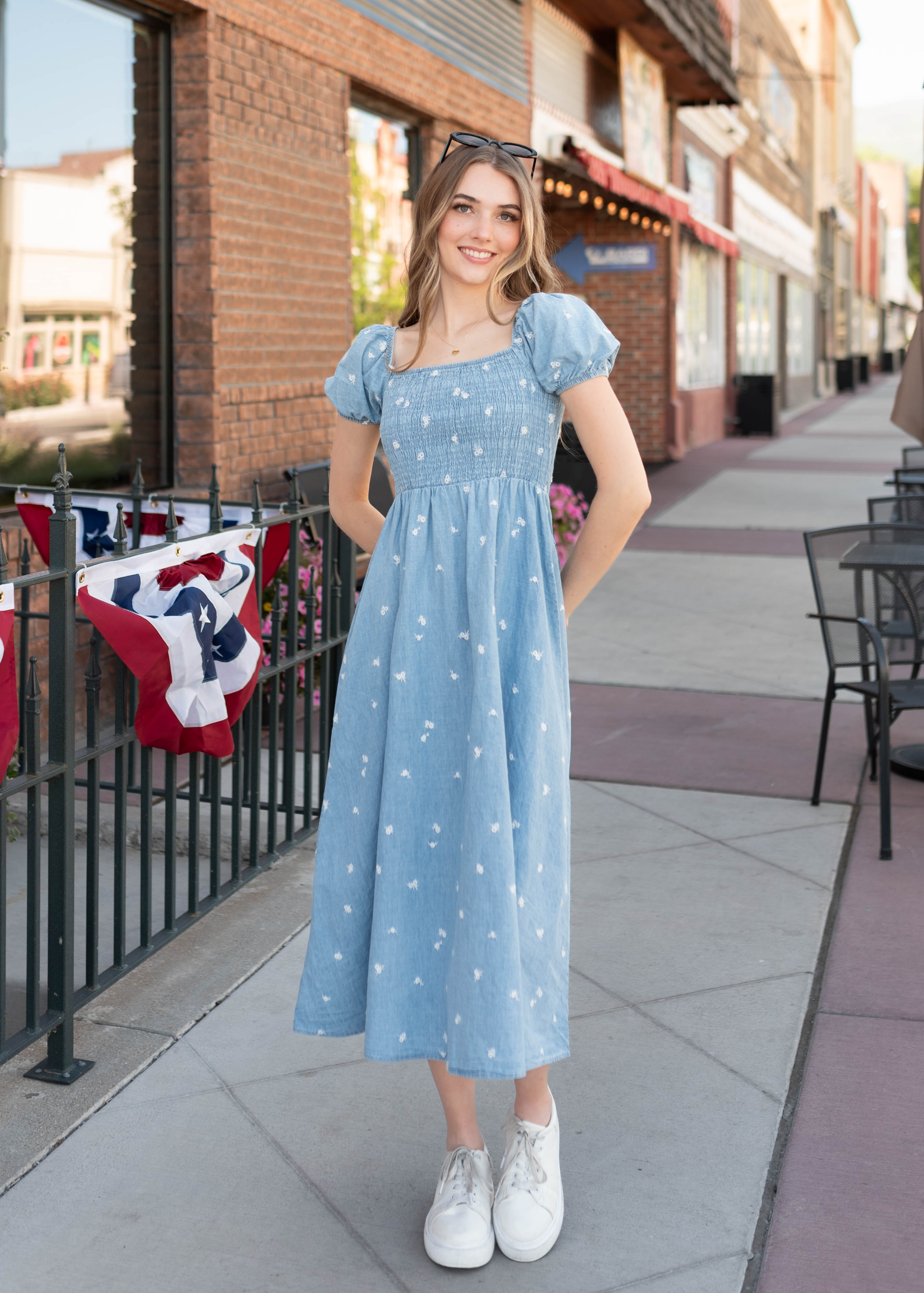 Abbie Chambray Floral Dress