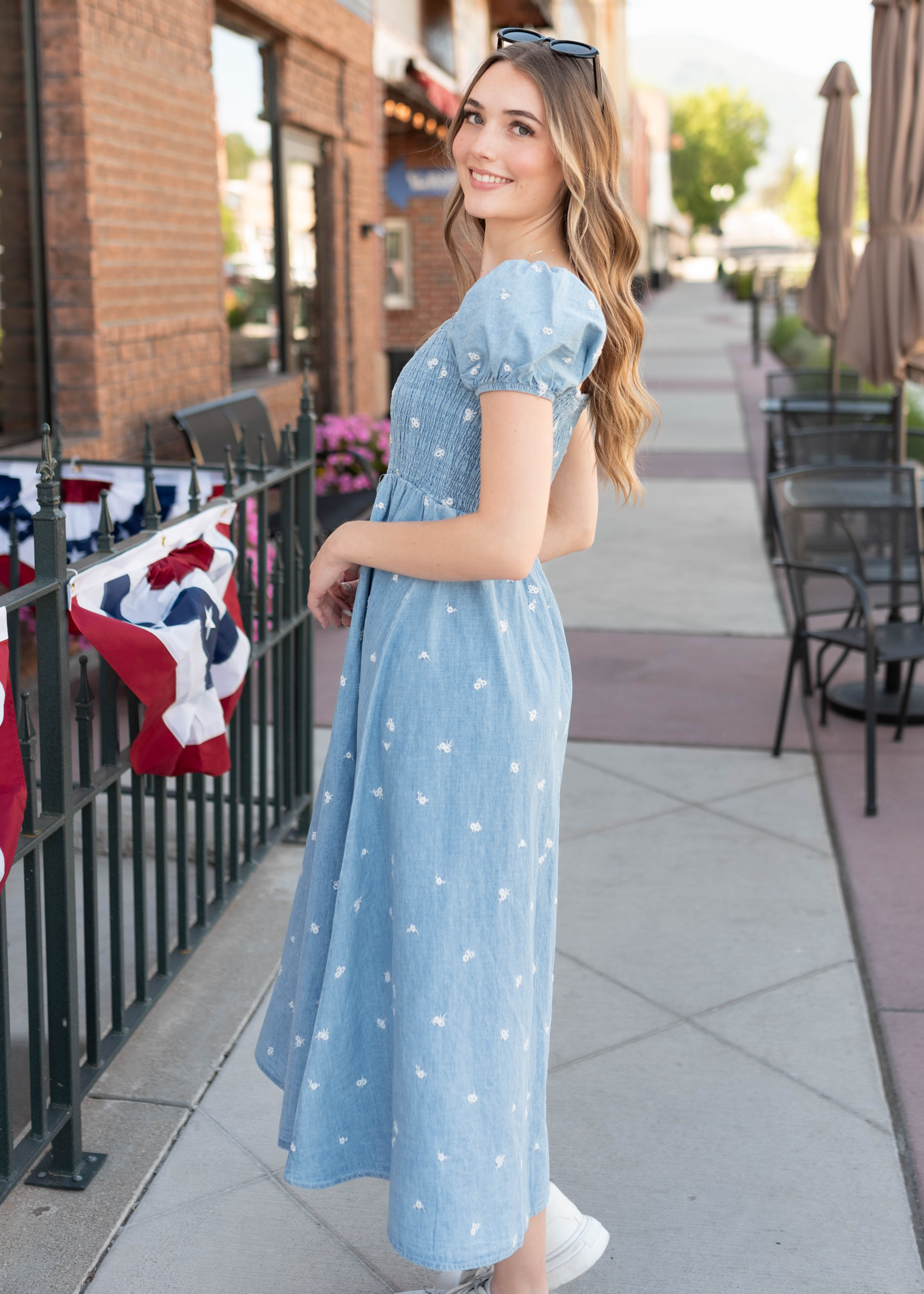 Abbie Chambray Floral Dress