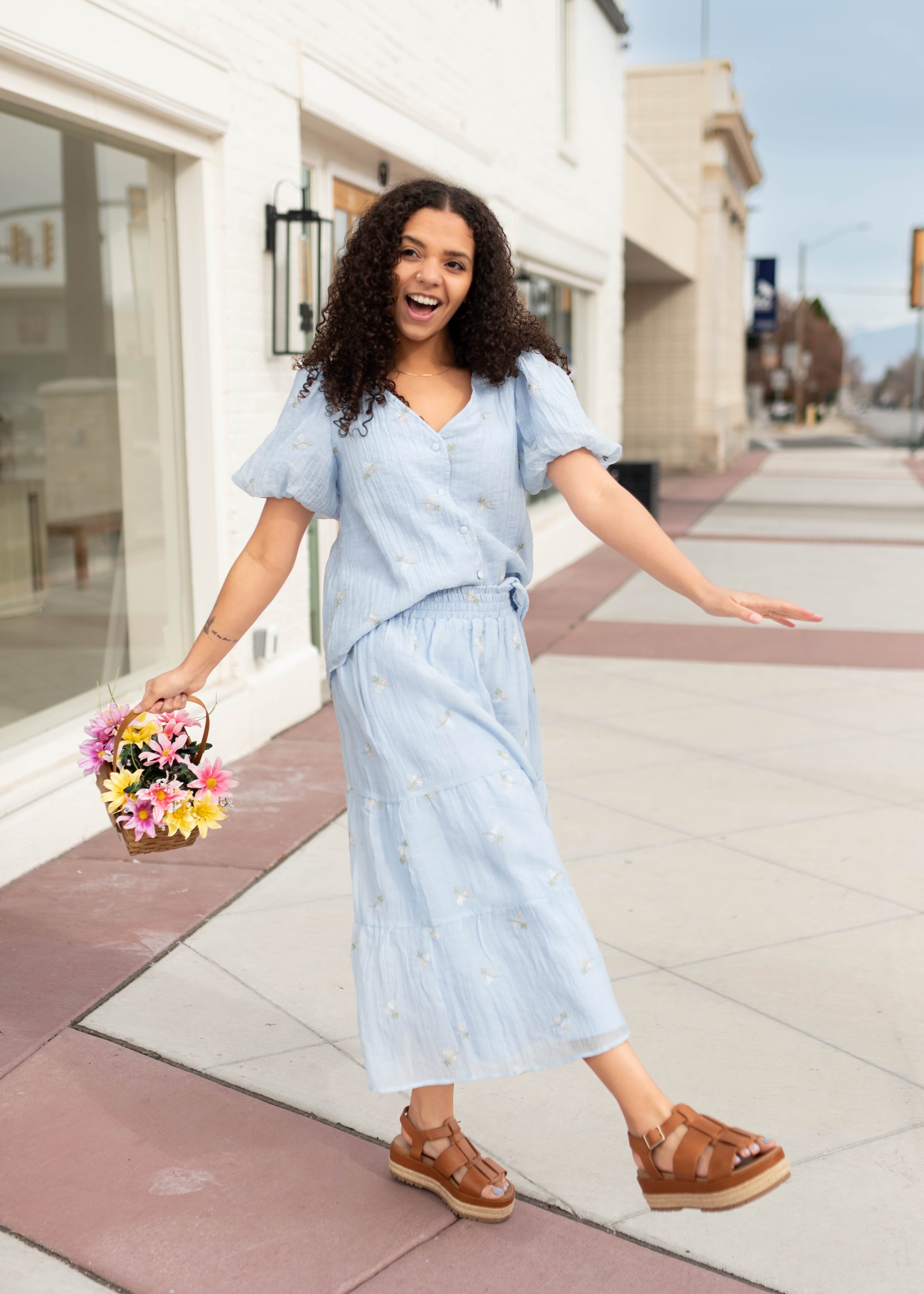Isabela Light Blue Floral Blouse