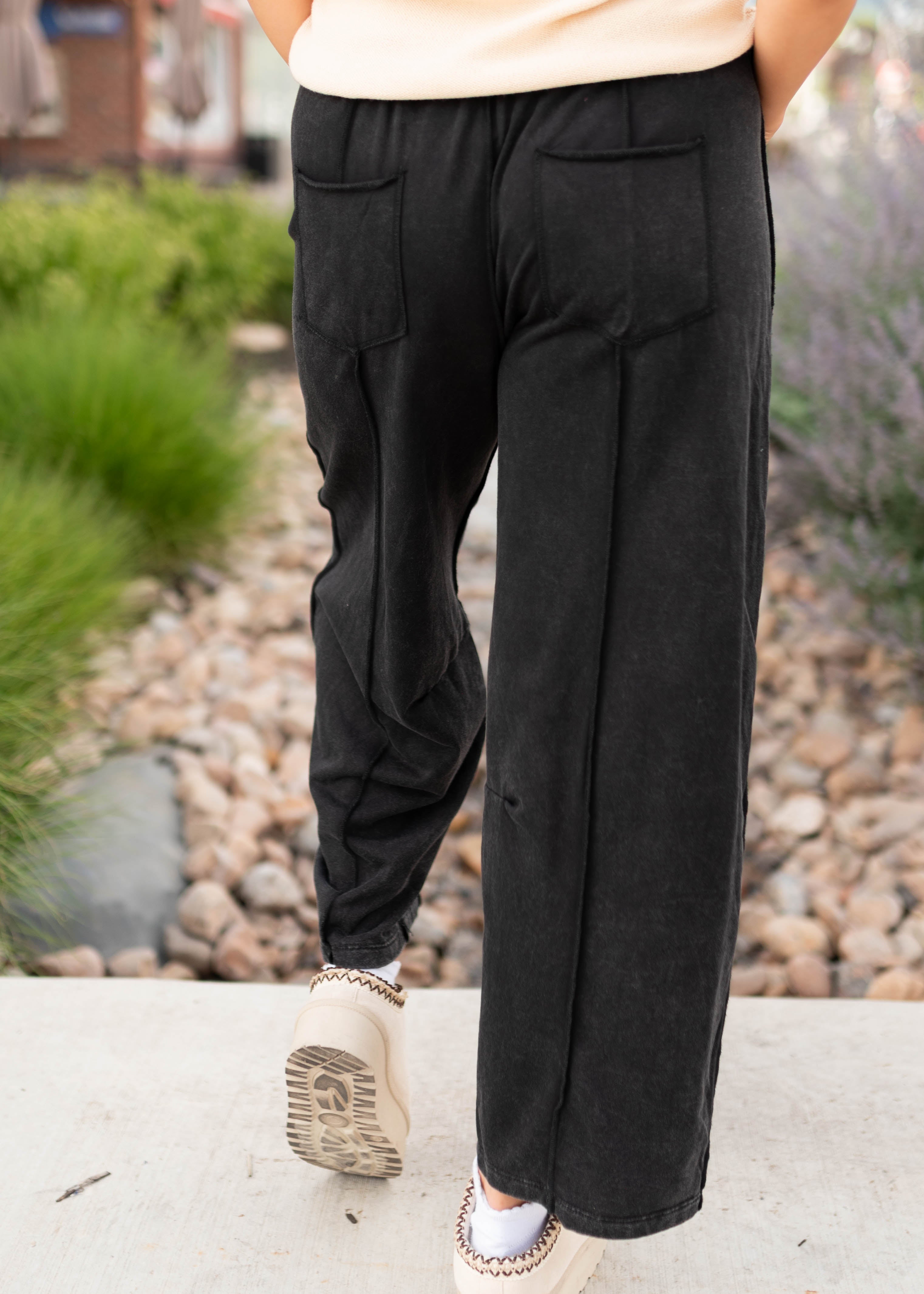 Addison Black Tie Waist Barrel Pants
