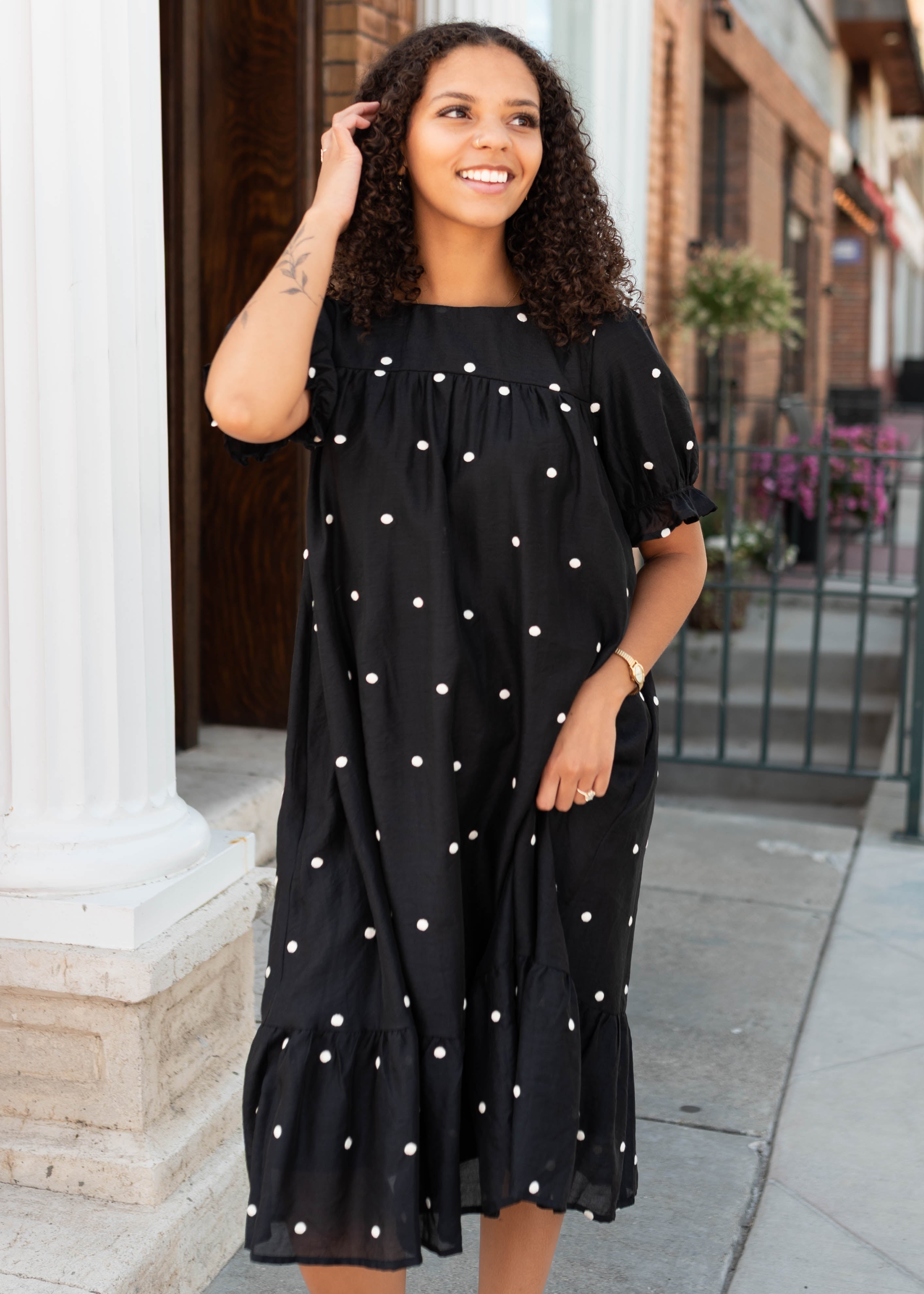Addy Black Polka Dot Dress