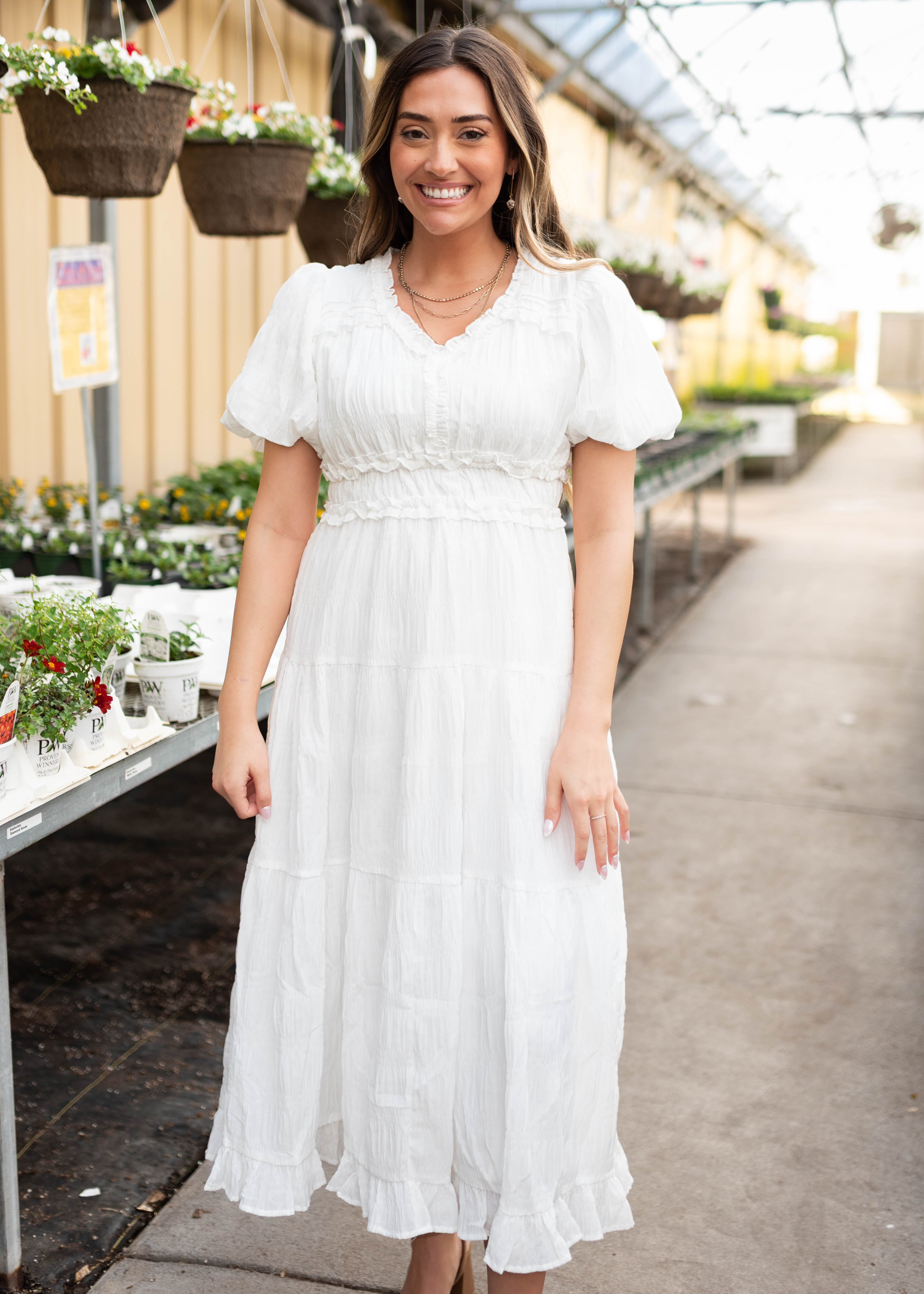 Addyson White Ruffle Dress
