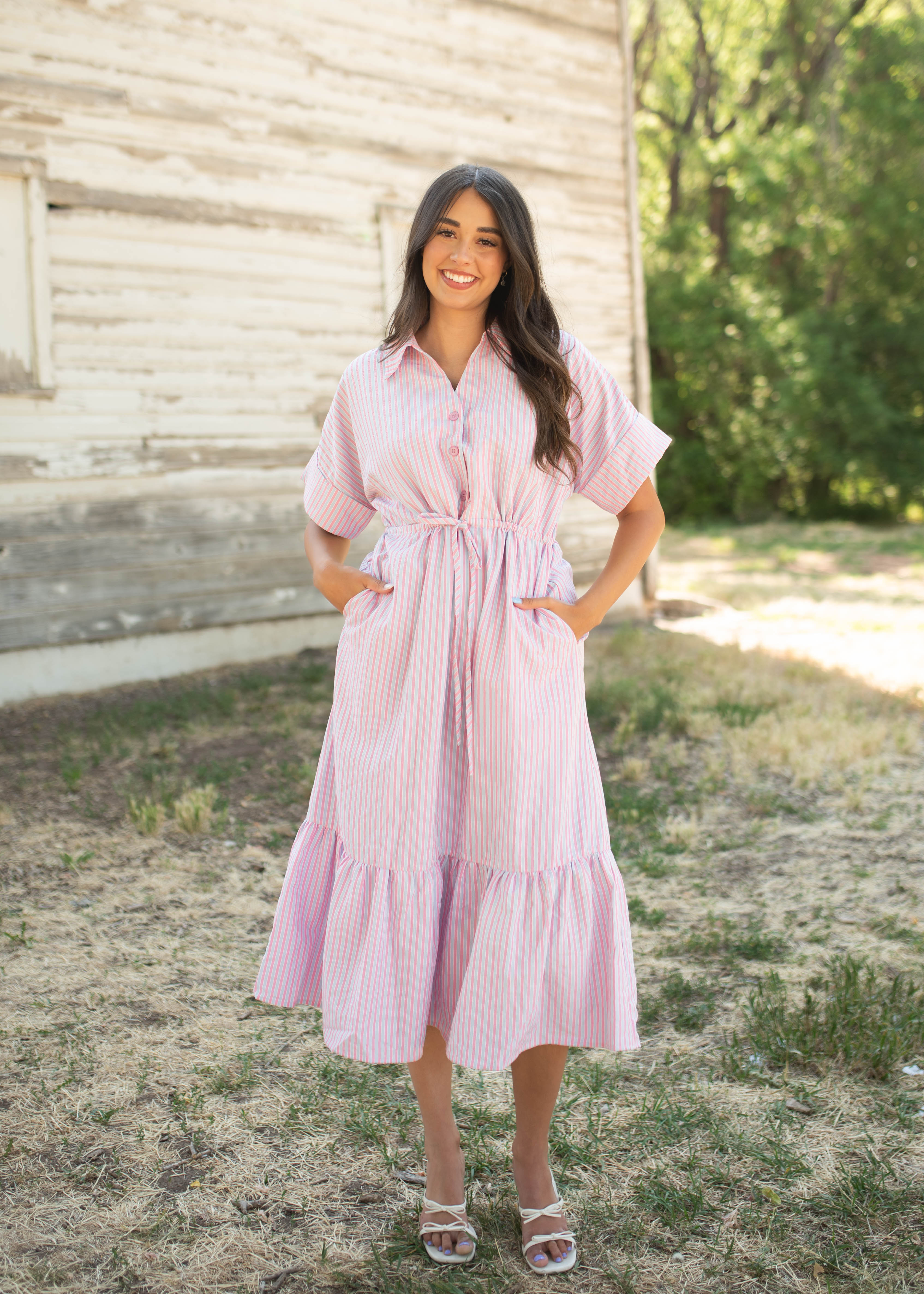 Adelaide Pink Striped Dress