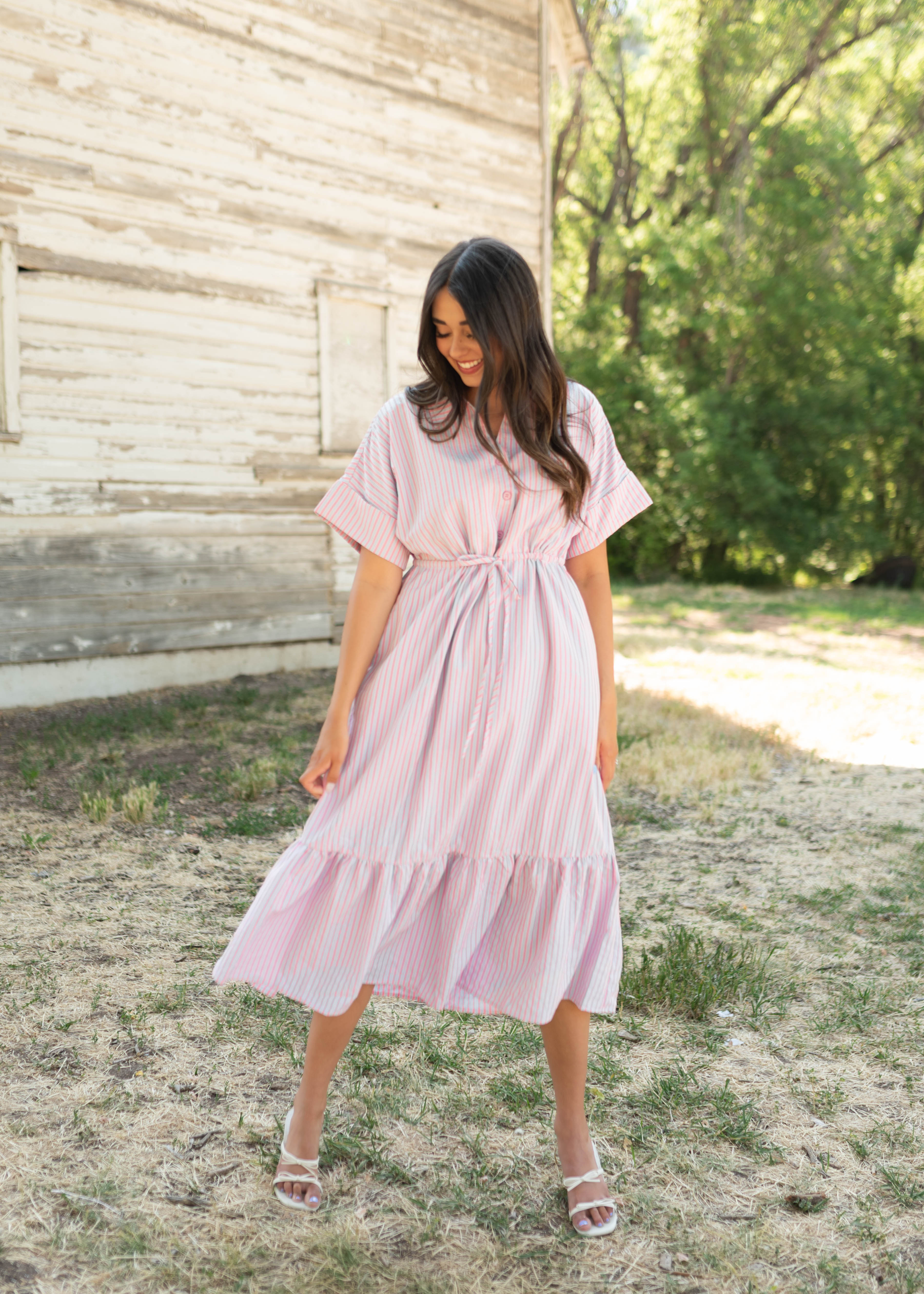 Adelaide Pink Striped Dress