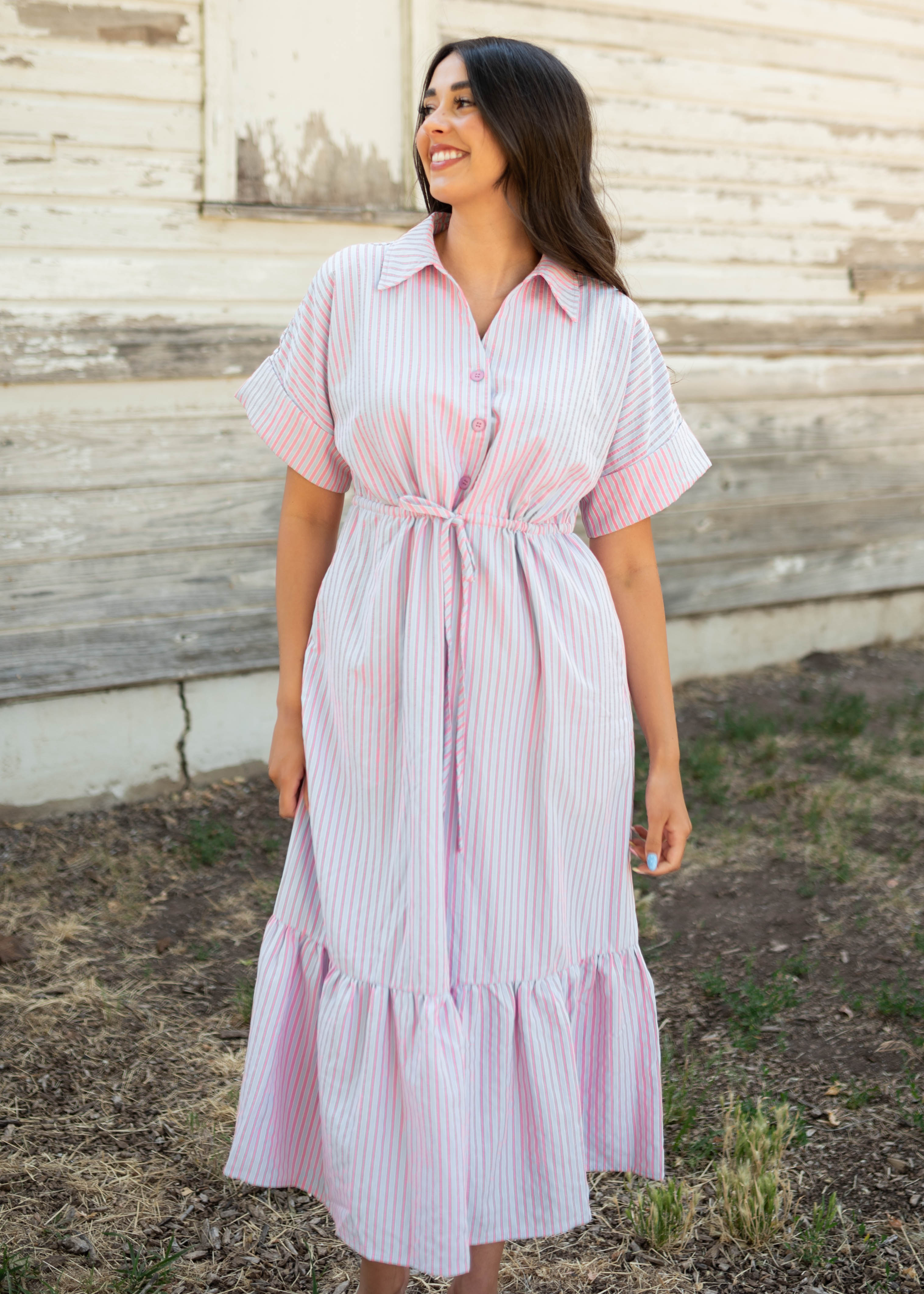 Adelaide Pink Striped Dress