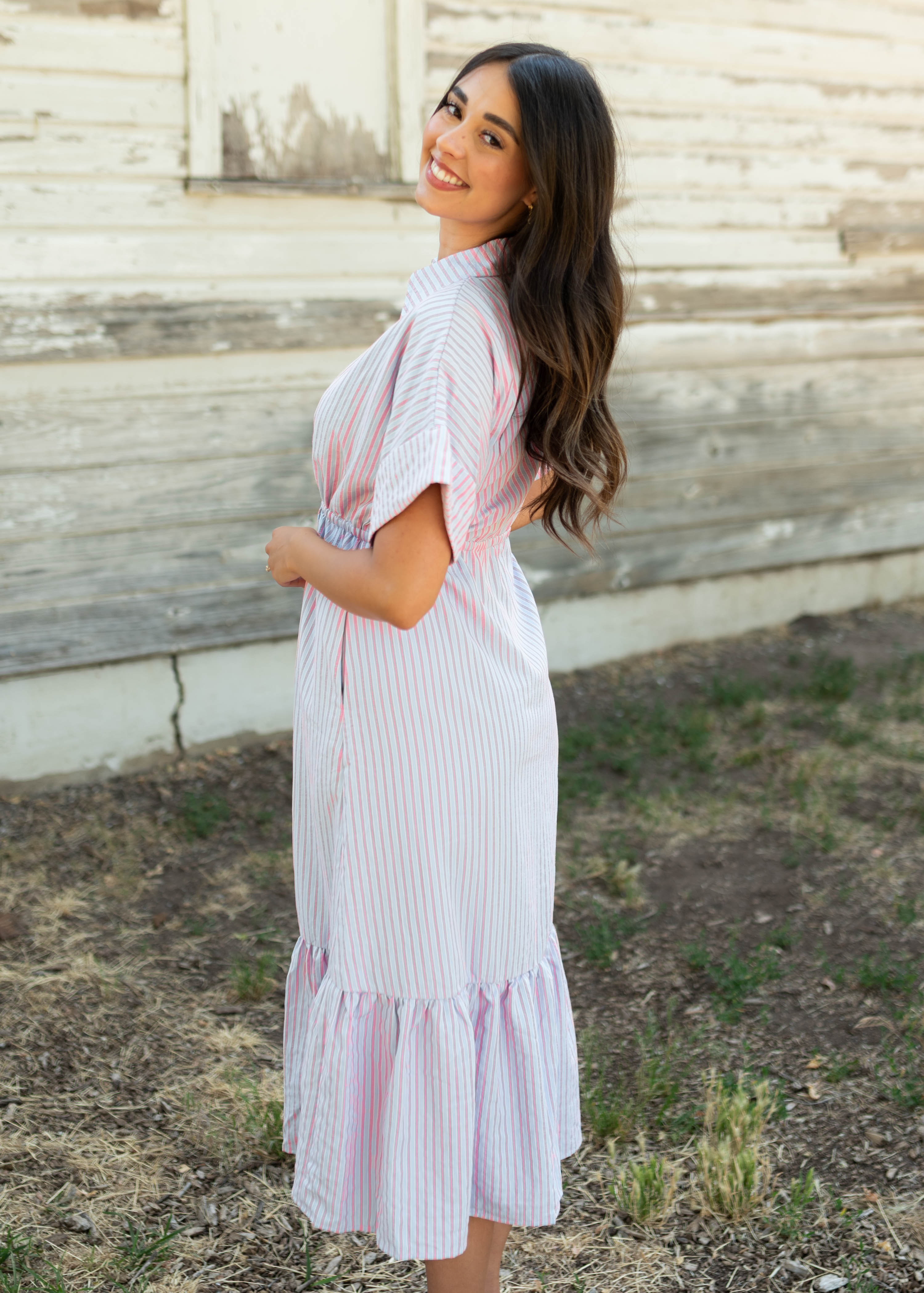 Adelaide Pink Striped Dress