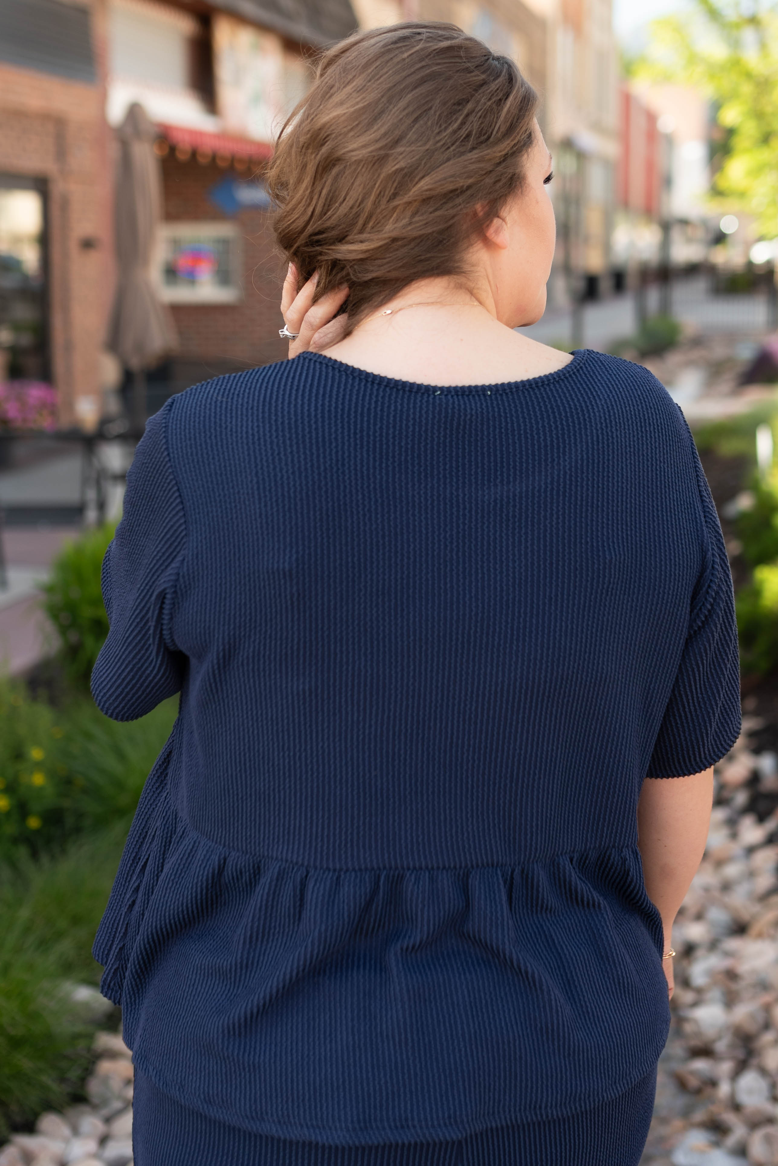 Adelina Navy Blue Textured Top