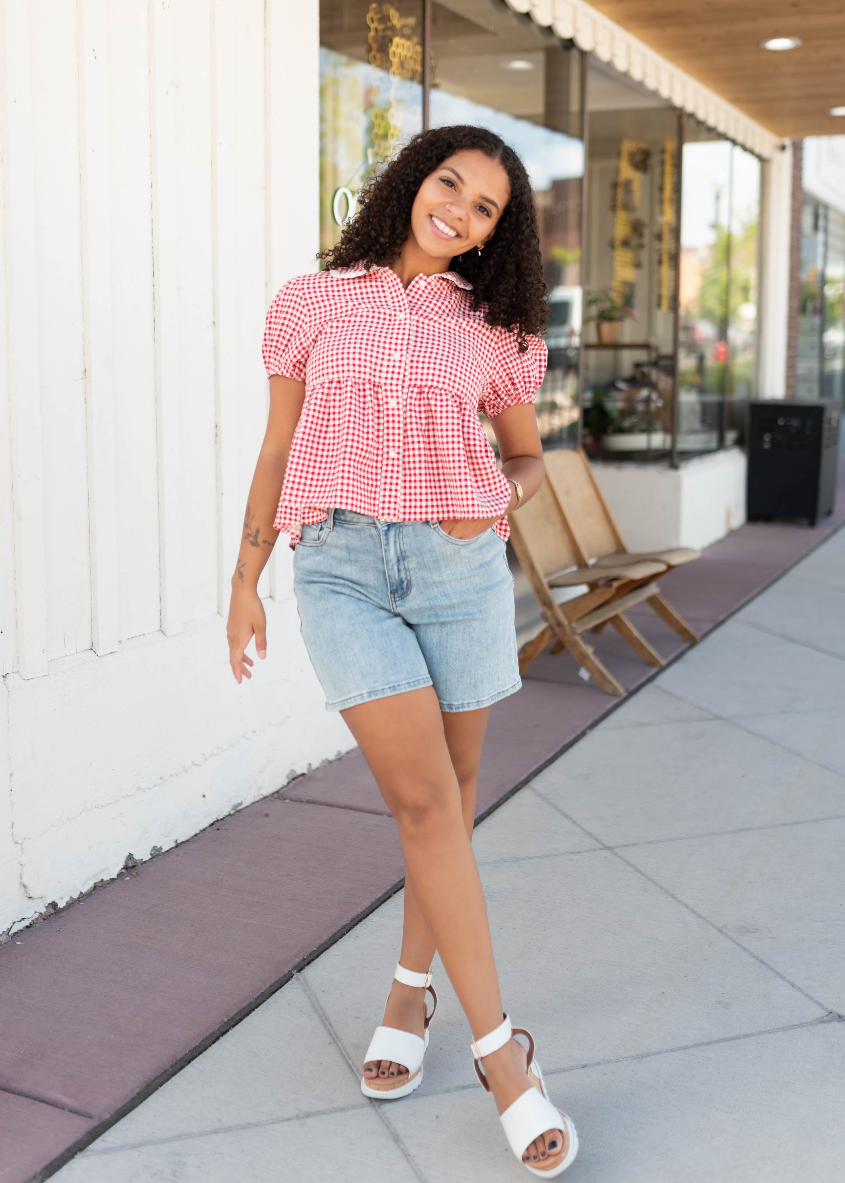 Alessia Red Gingham Blouse