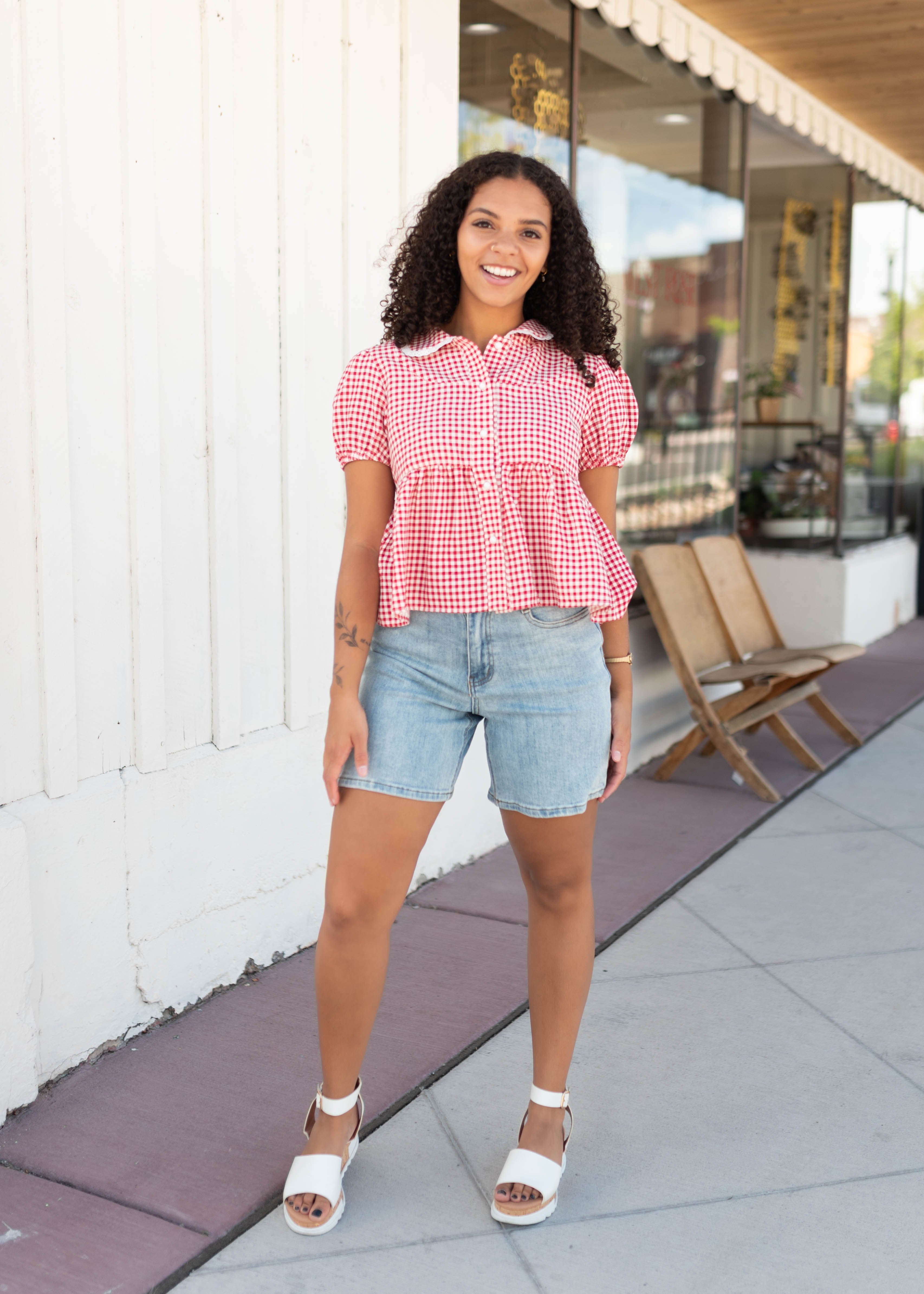 Alessia Red Gingham Blouse