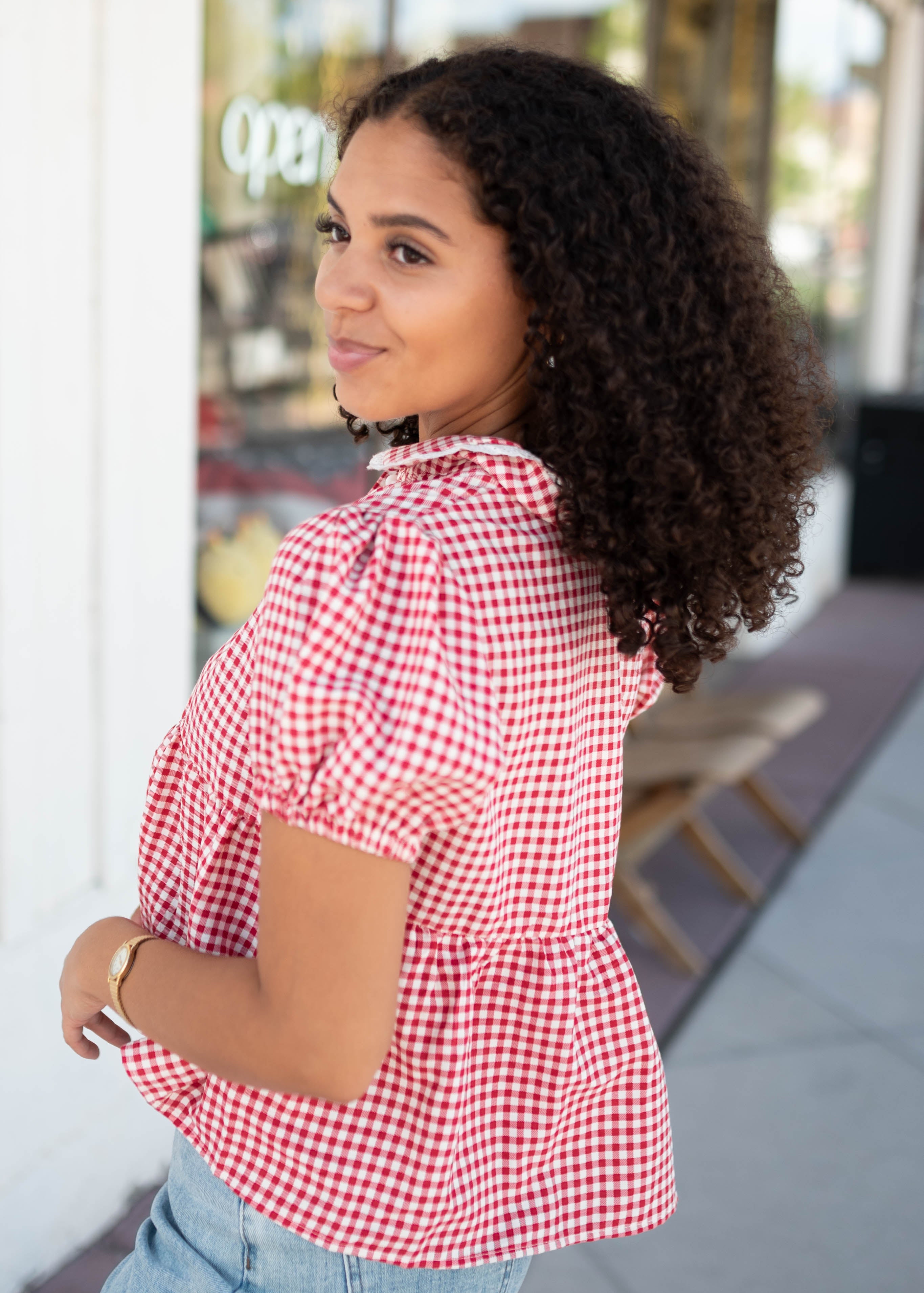 Alessia Red Gingham Blouse