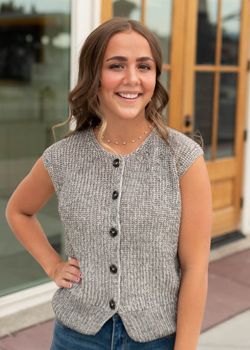 Allison Dark Grey Knit Sweater Vest