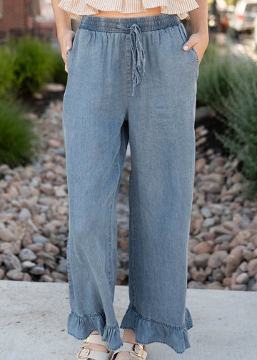Ally Chambray Ruffle Pants