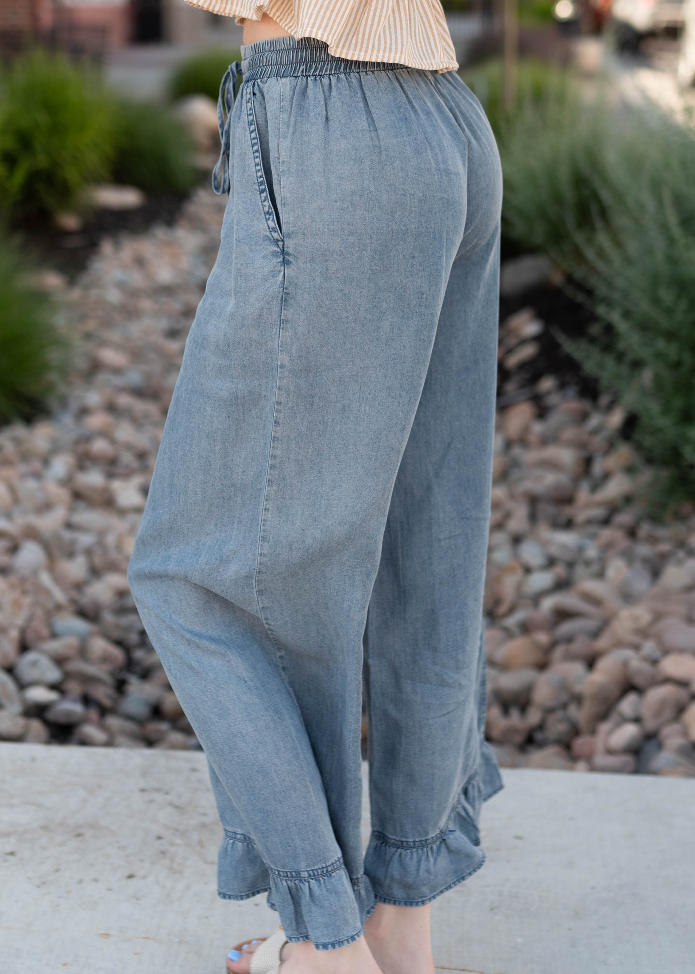 Ally Chambray Ruffle Pants