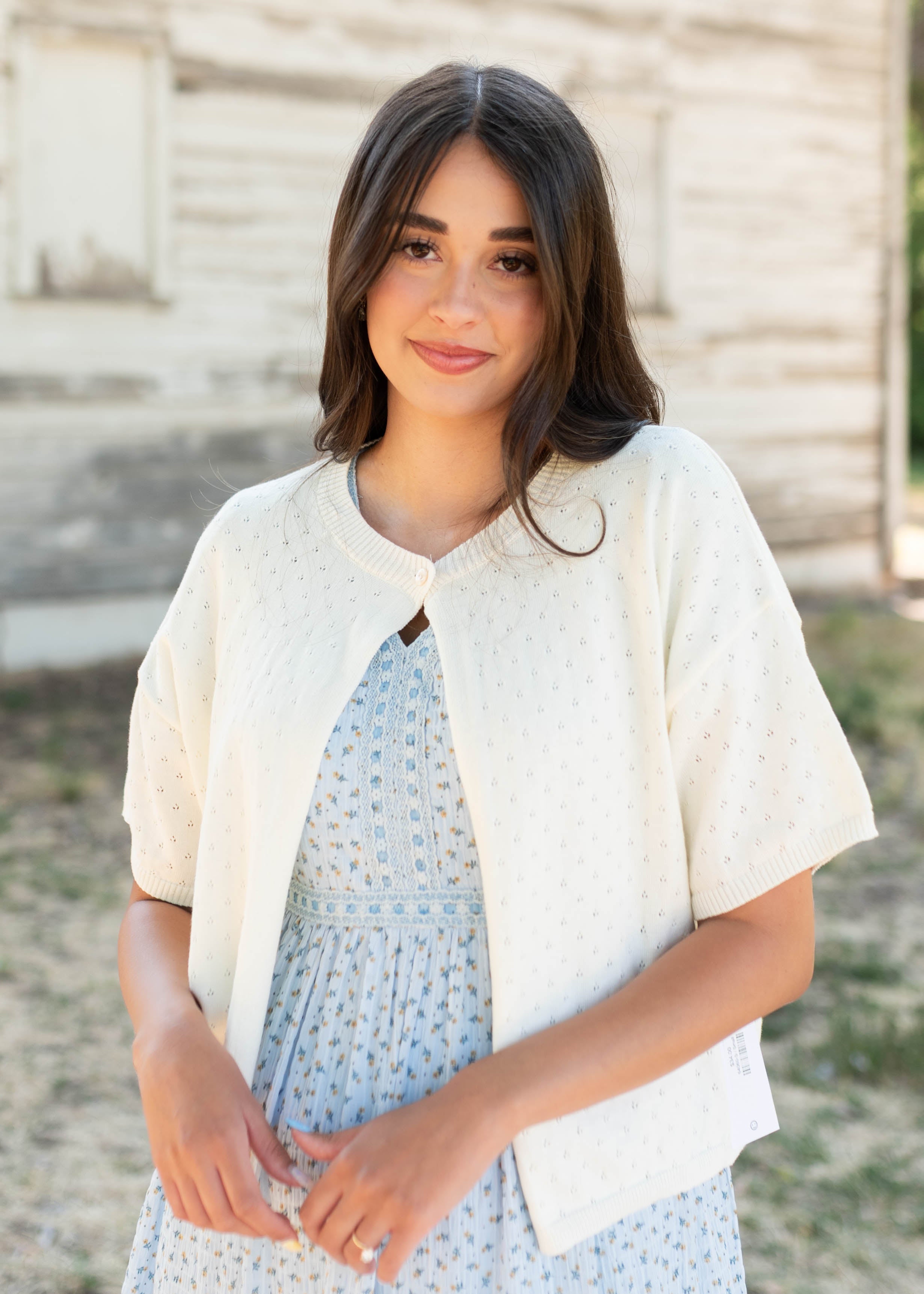 Alyssa Ivory Short Sleeve Cardigan