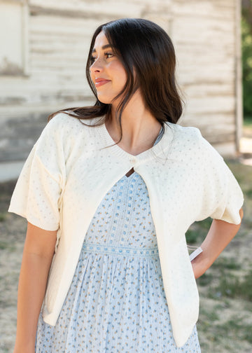 Alyssa Ivory Short Sleeve Cardigan
