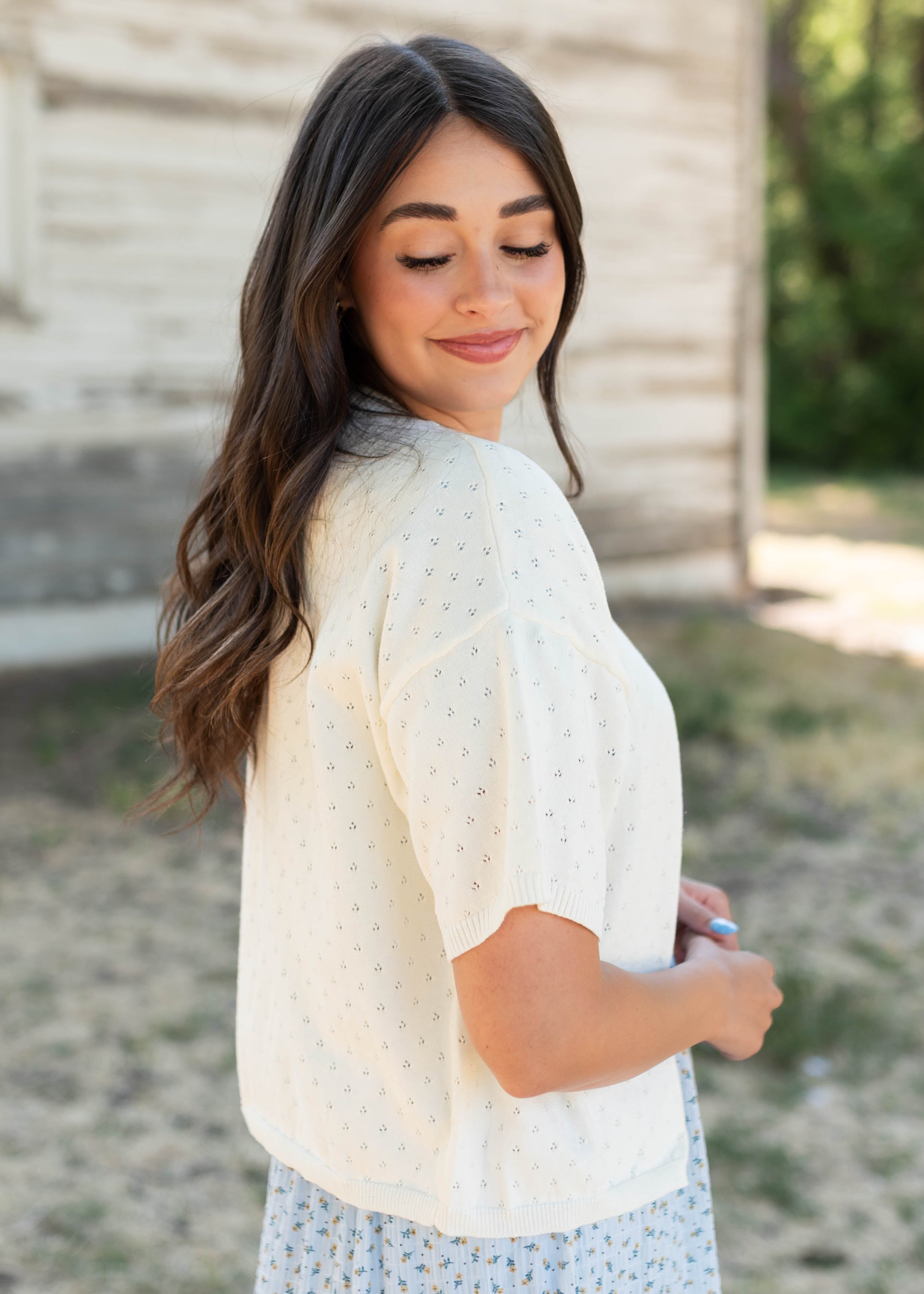 Alyssa Ivory Short Sleeve Cardigan