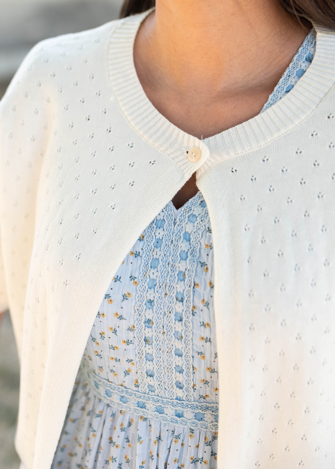 Alyssa Ivory Short Sleeve Cardigan