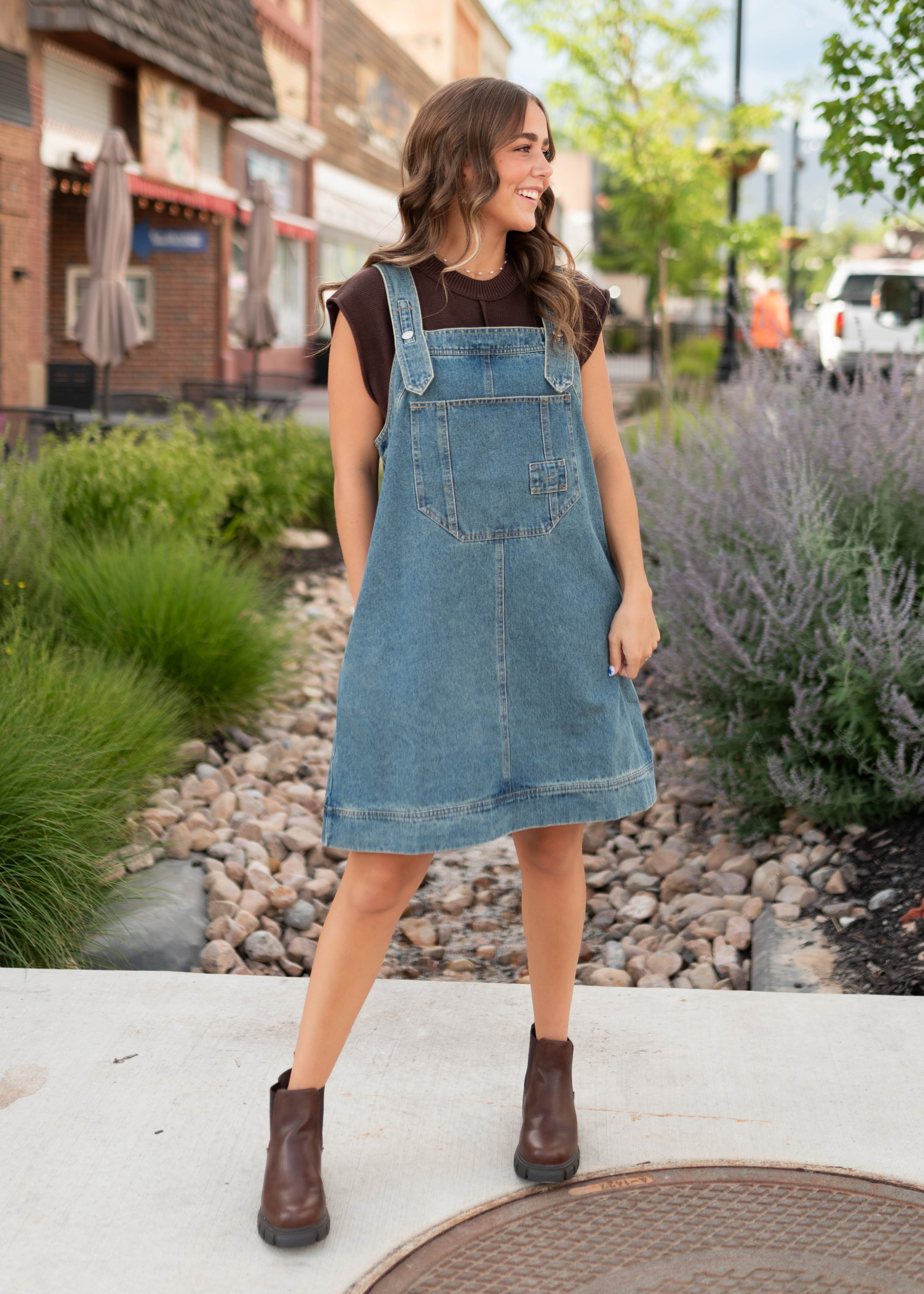Amanda Denim Overall Mini Dress