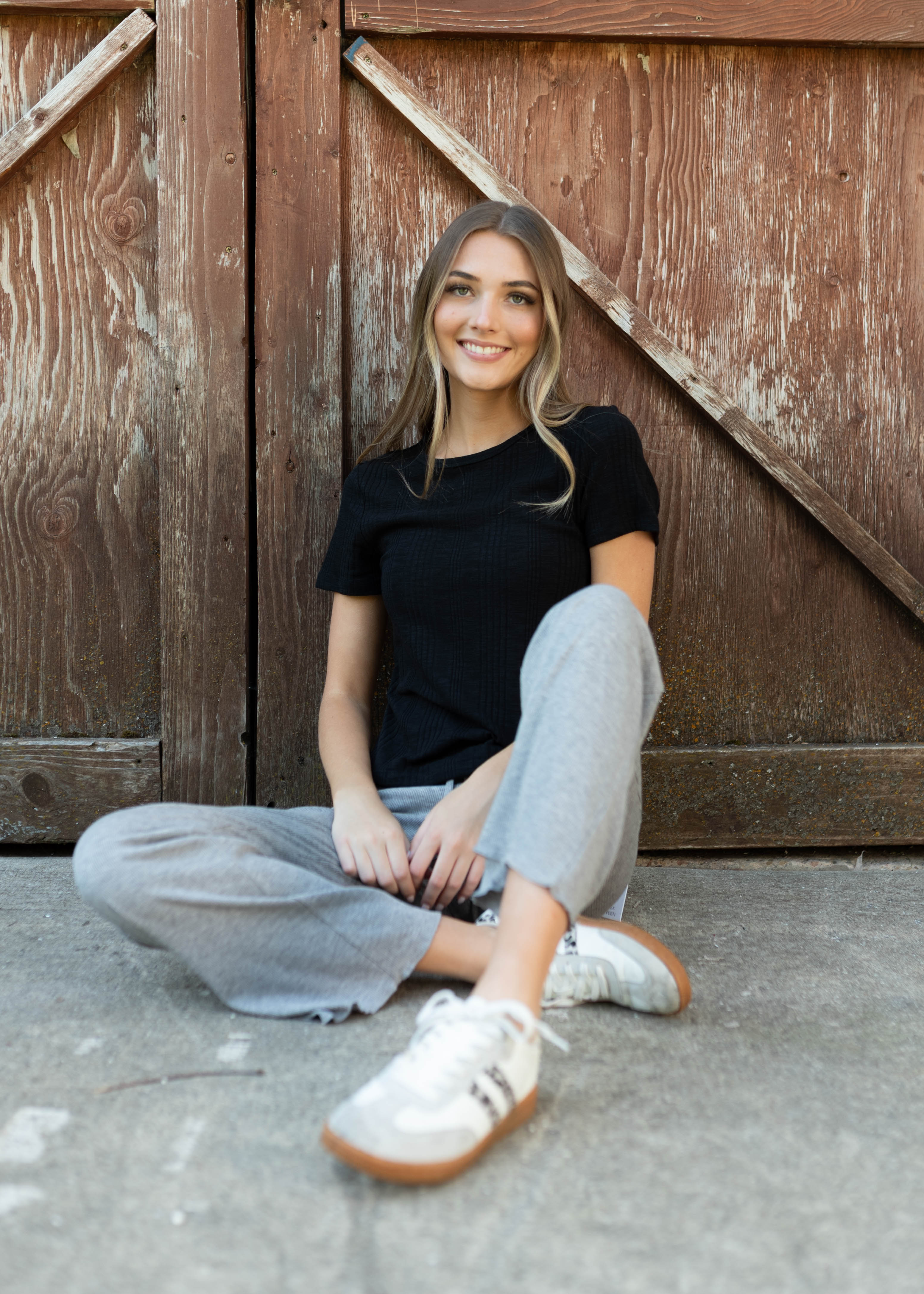 Anabella Black Ribbed Top