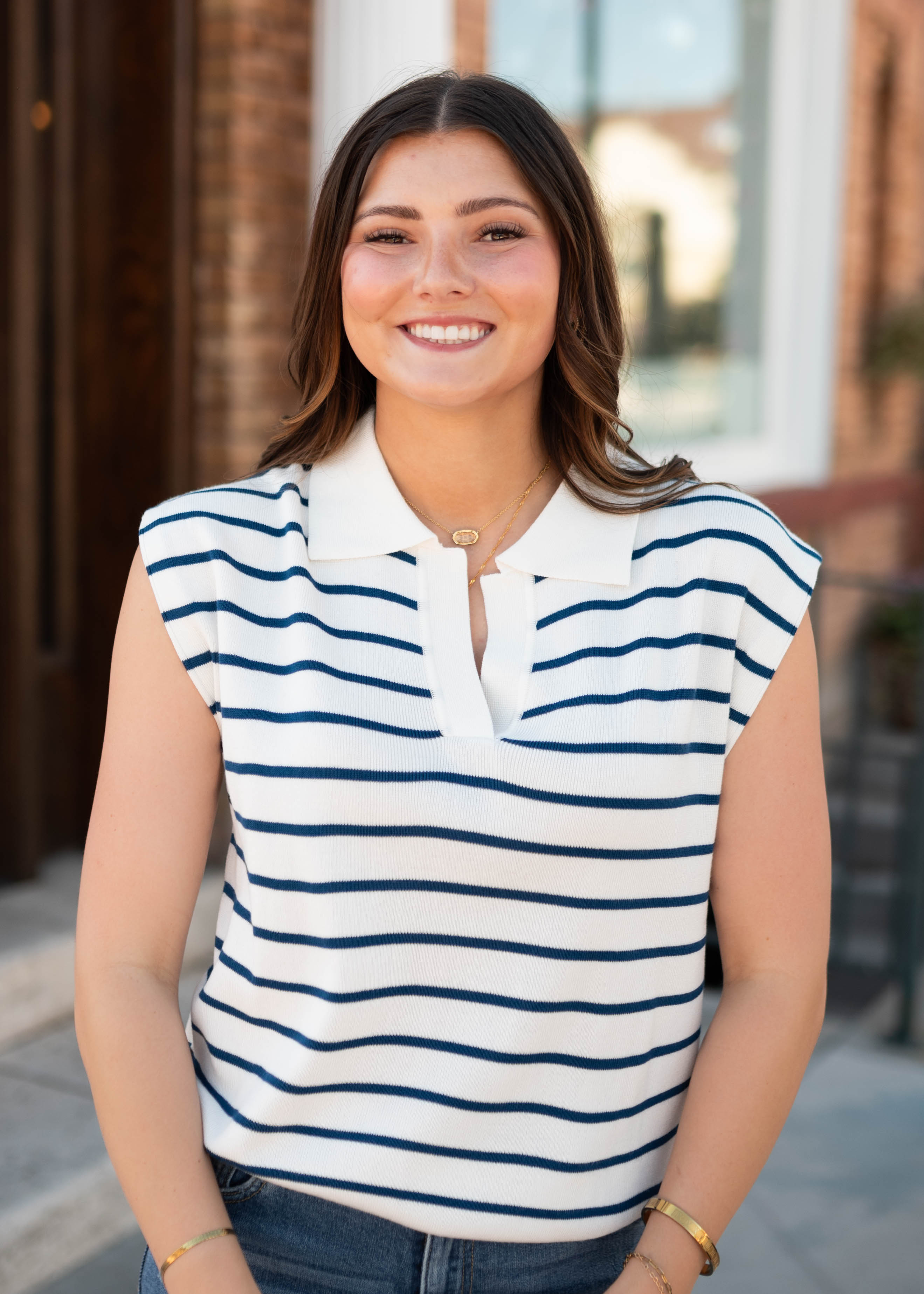 Andie Navy Striped Top