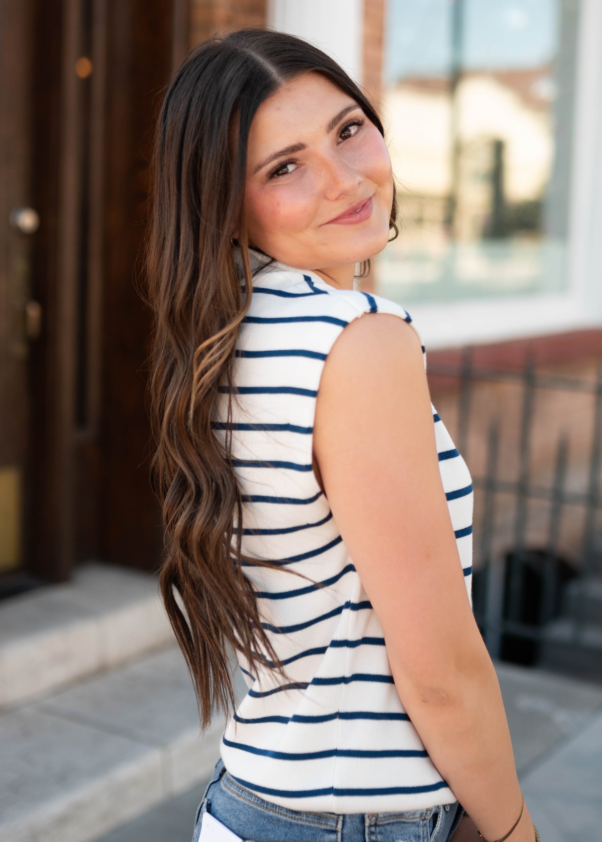 Andie Navy Striped Top