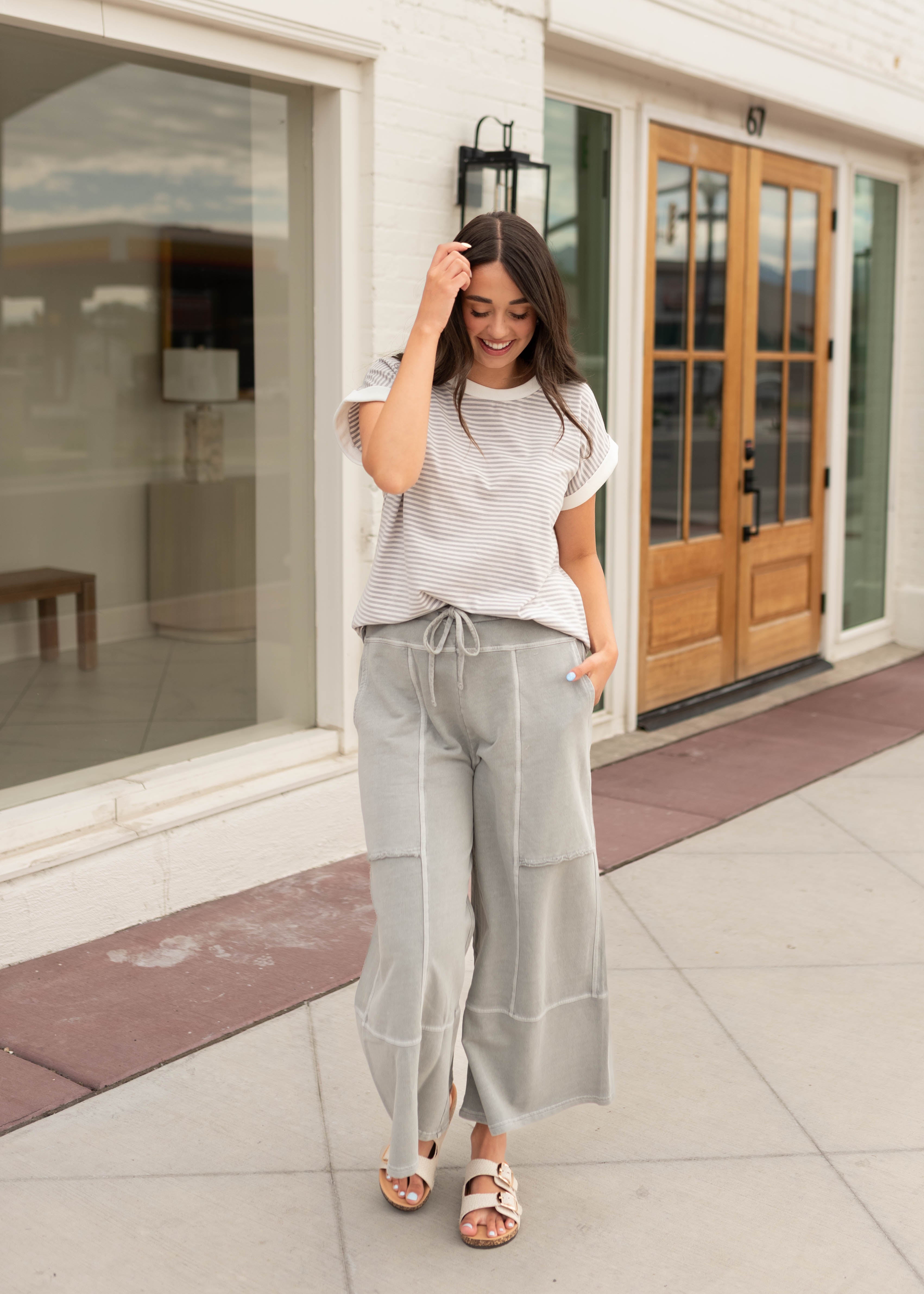 Tilly Stone Grey Wide Leg Pants