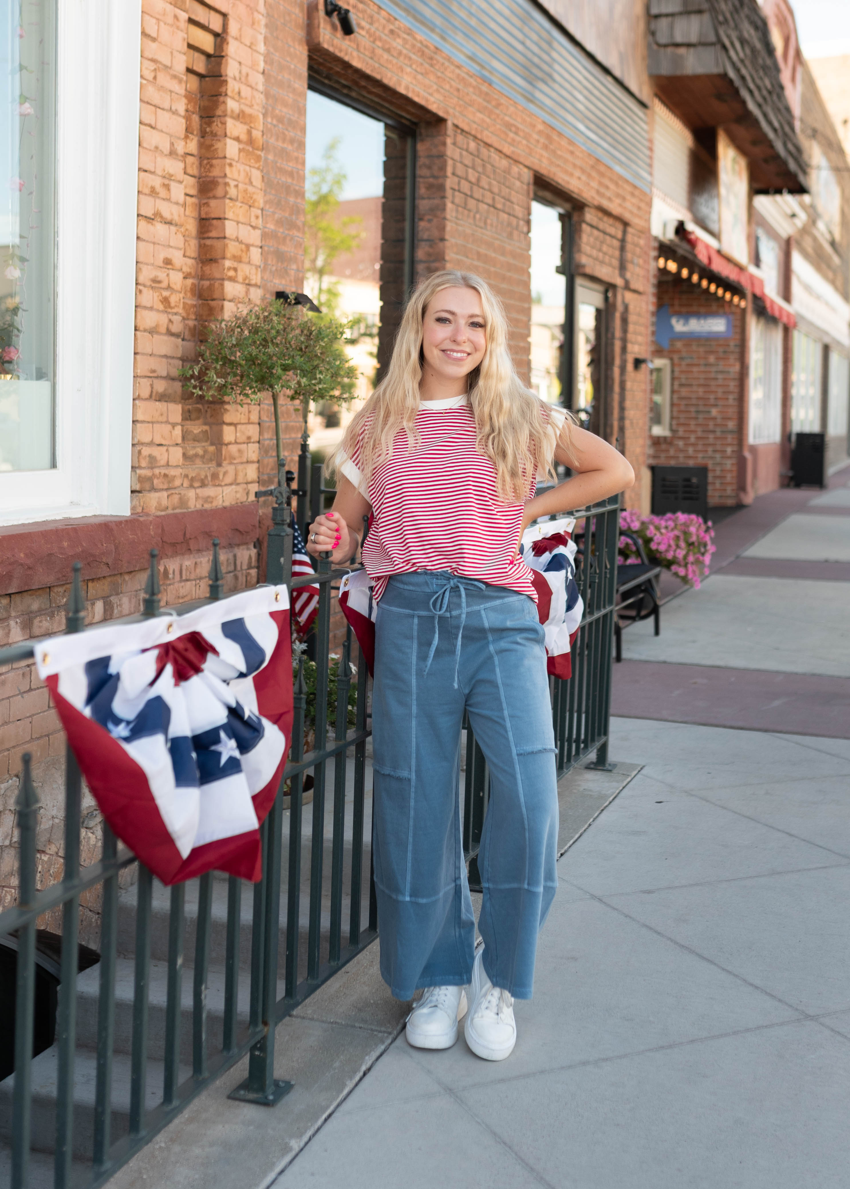 Angela Red Striped Top