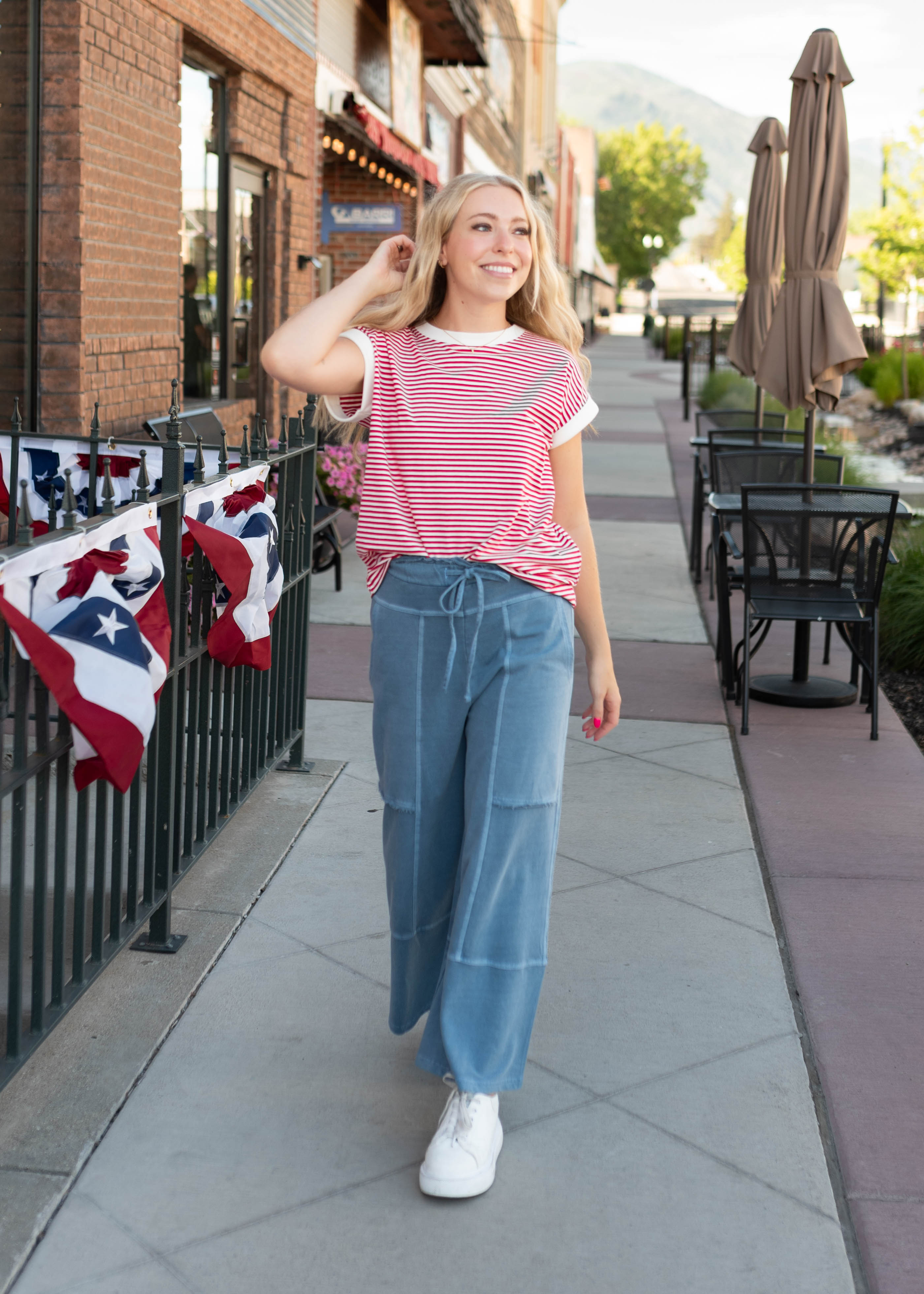 Angela Red Striped Top
