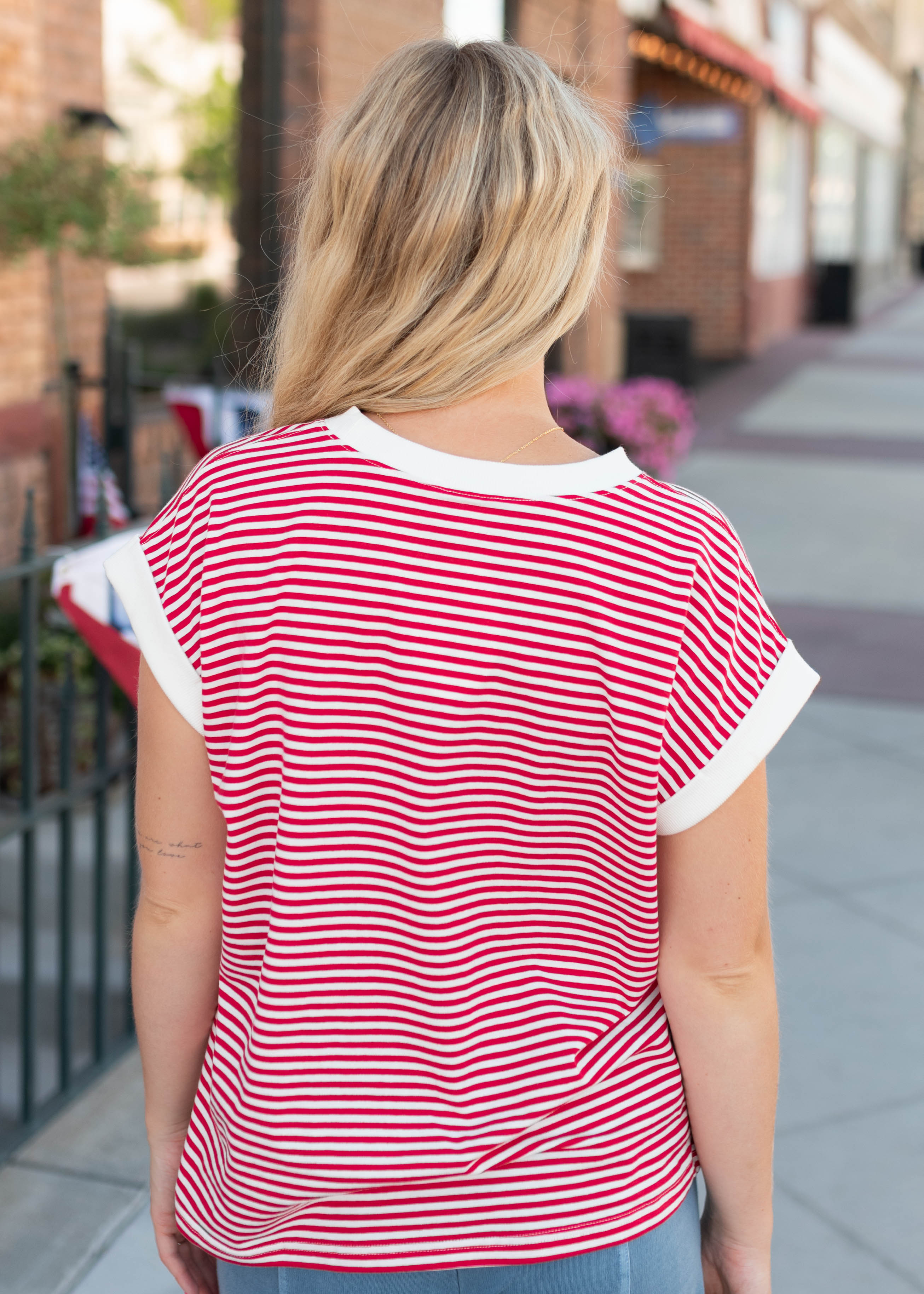 Angela Red Striped Top